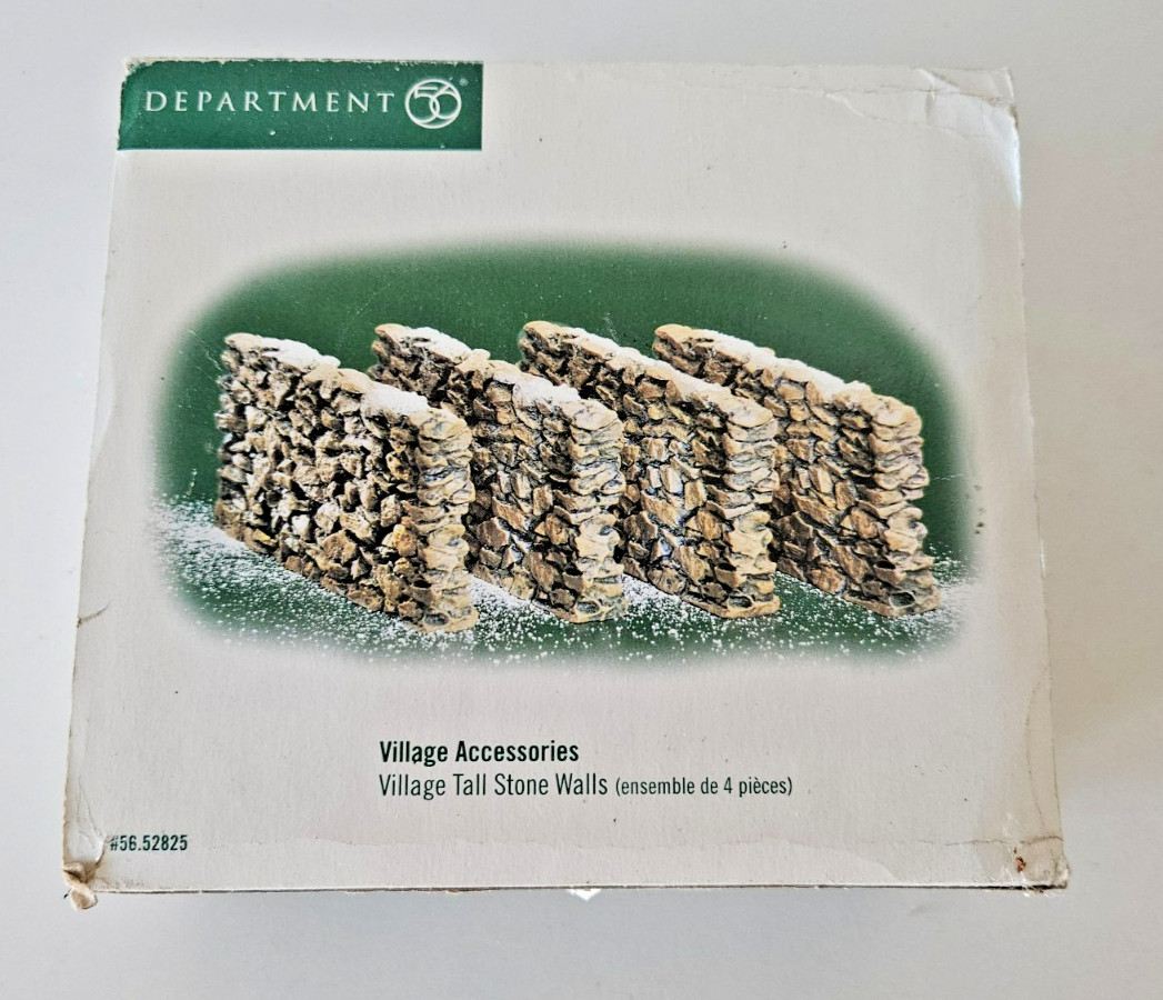 Vintage Dept 56 Village Accessories VILLAGE TALL STONE WALLS (Set of 4) #52825