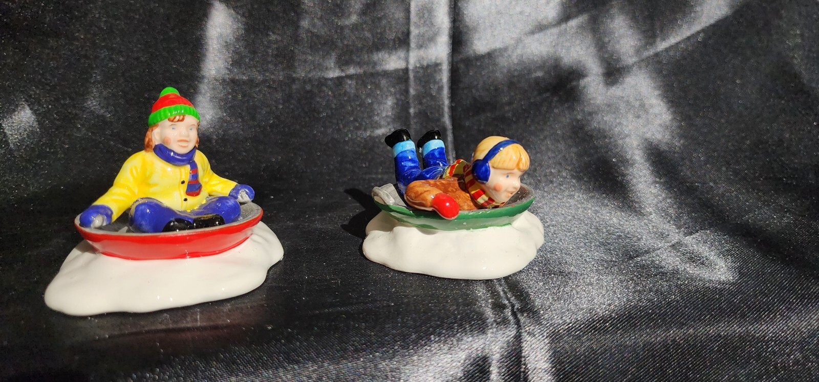 Dept 56 Snow Village Round and Round We Go Sledding Christmas Figures 1992