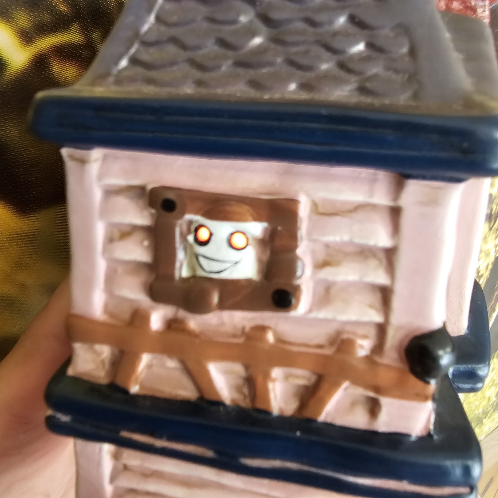 Vintage Rare Pink Electrified Ceramic Ghost Pumpkin House Tested Working Lamp