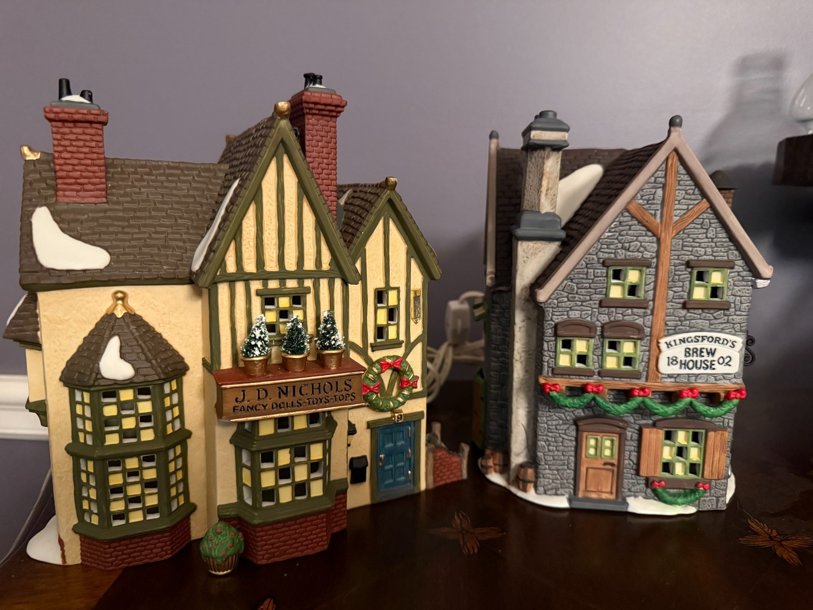Lot of 2-Dept 56 Dickens’ Village J.D. Nichols Toy Shop & Kingsford’s Brew House