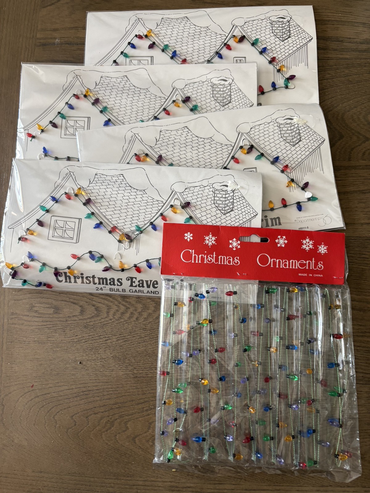 Lot of 5 Miniature Dept 56 – 24″ Bulb Garland Christmas Eave House Trim Decor