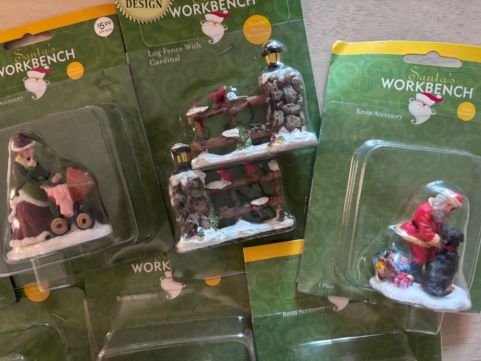 Christmas Village Figurine Lot Lemax Santas Workbench Currier Ives Holiday Time