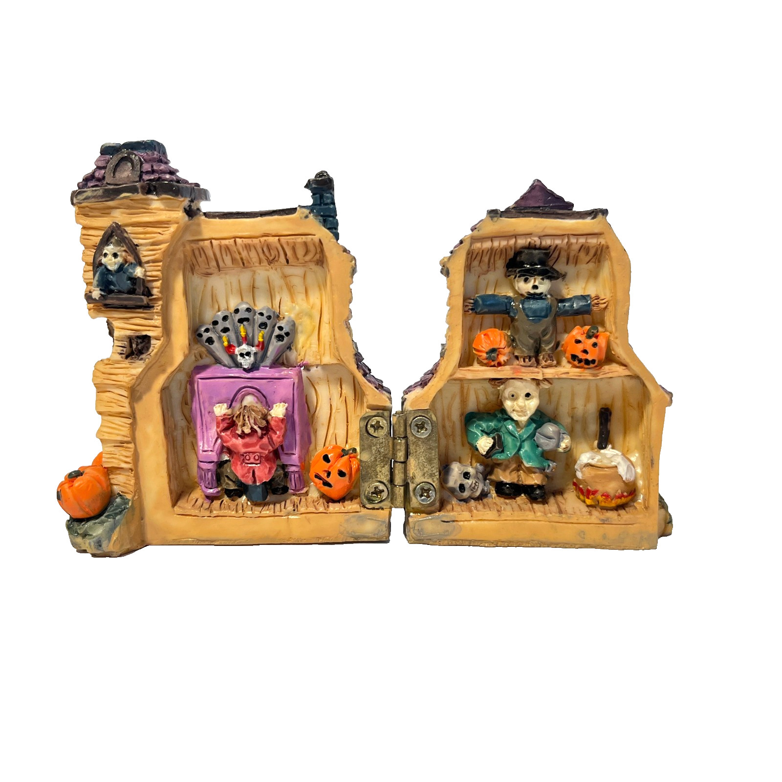 Vintage Halloween Miniature Houses (3) Open To Interior Spooky Scenes, HTF