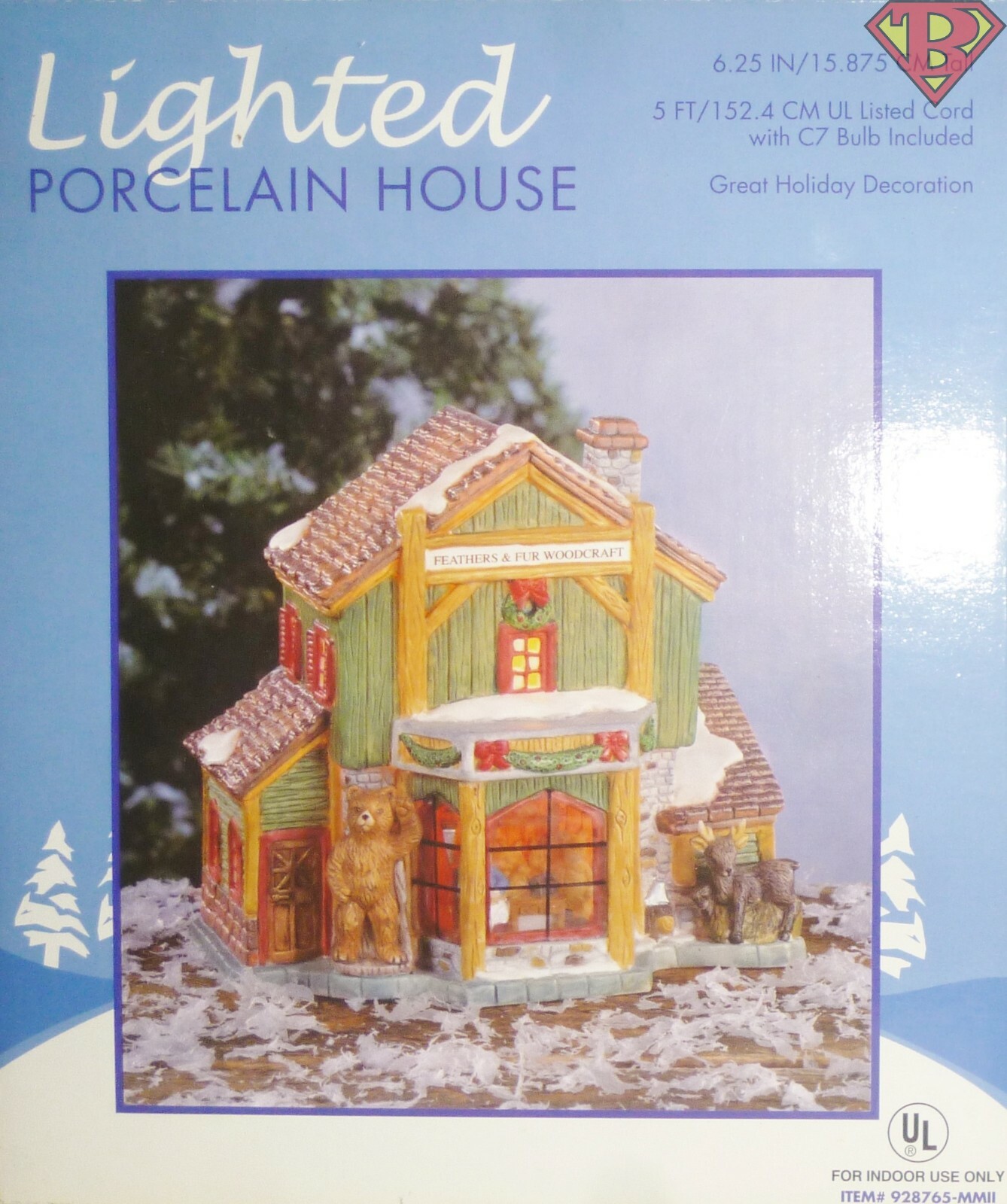WOODCRAFT HOUSE 6″ inch Lighted Porcelain Holiday Table-Top Decoration Used 2002