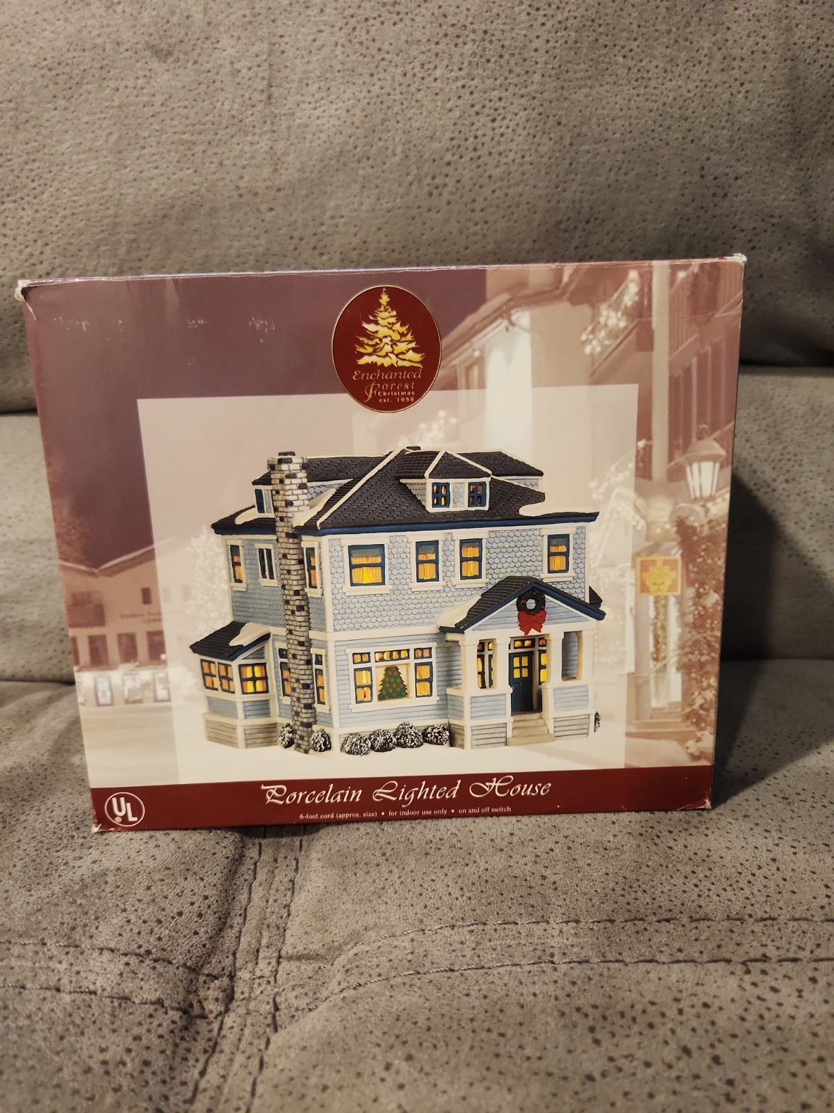 Vintage Lemax Pierce House Lighted Christmas Village Building 2002 Gray Home