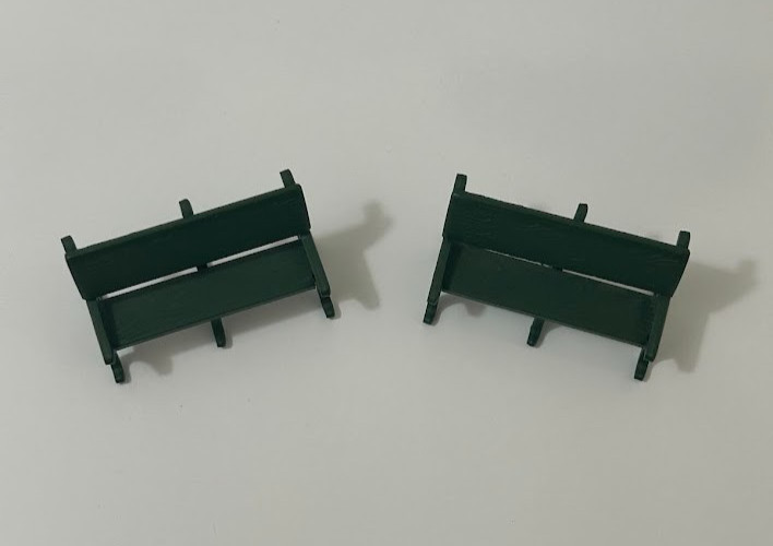 VTG Dept 56 Heritage Village Mini Display 1:64 Green Metal Park Benches set of 2