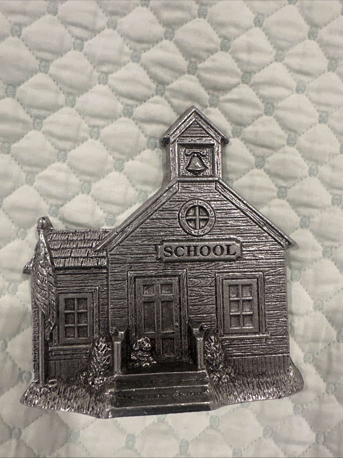 CARSON PEWTER SCHOOL HOUSE CHRISTMAS HOLIDAY VILLAGE 2 SIDED. School. Two Sided