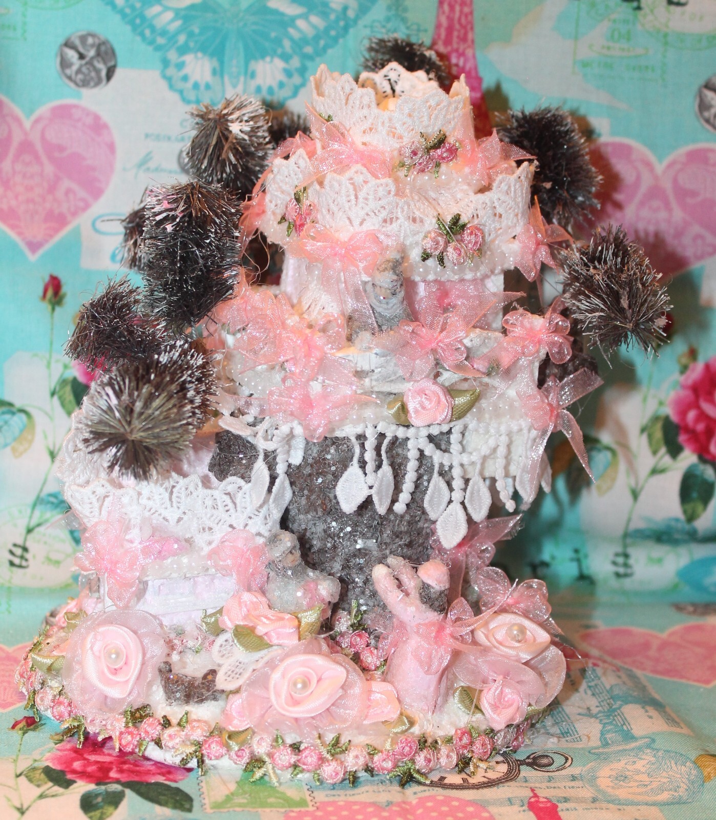 OOAK Candyland Christmas Shabby Chic Pink Christmas Victorian Pink Christmas
