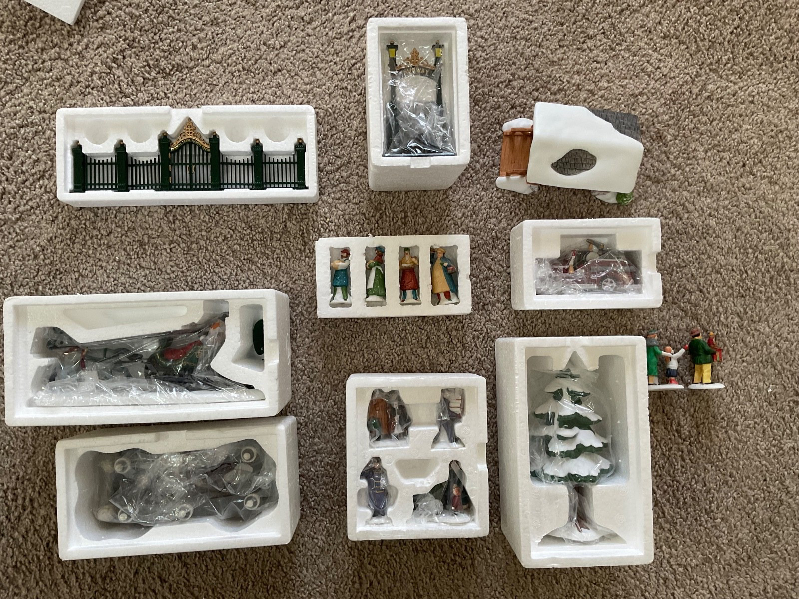 Lot of 10 Dept 56 Heritage Accessories Iron Fence Bridges Subway People & Ship