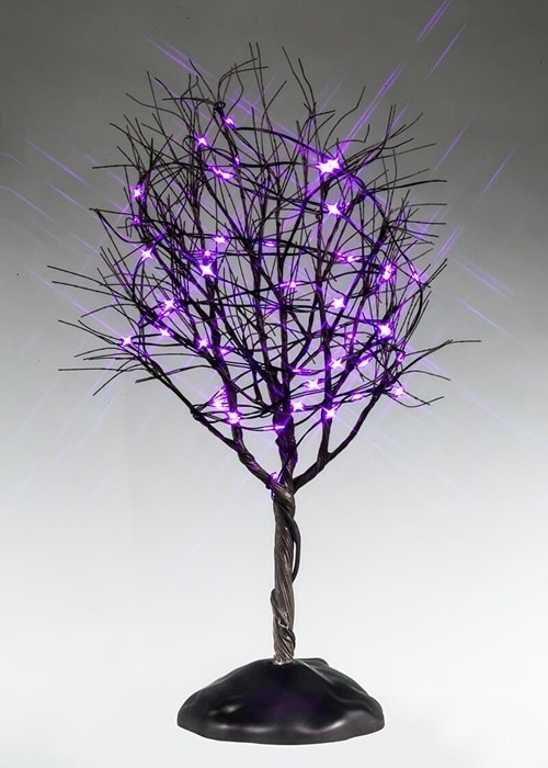 Lemax Dry Tree With Purple Lights (Battery Operated) #54519 NEW Free Ship