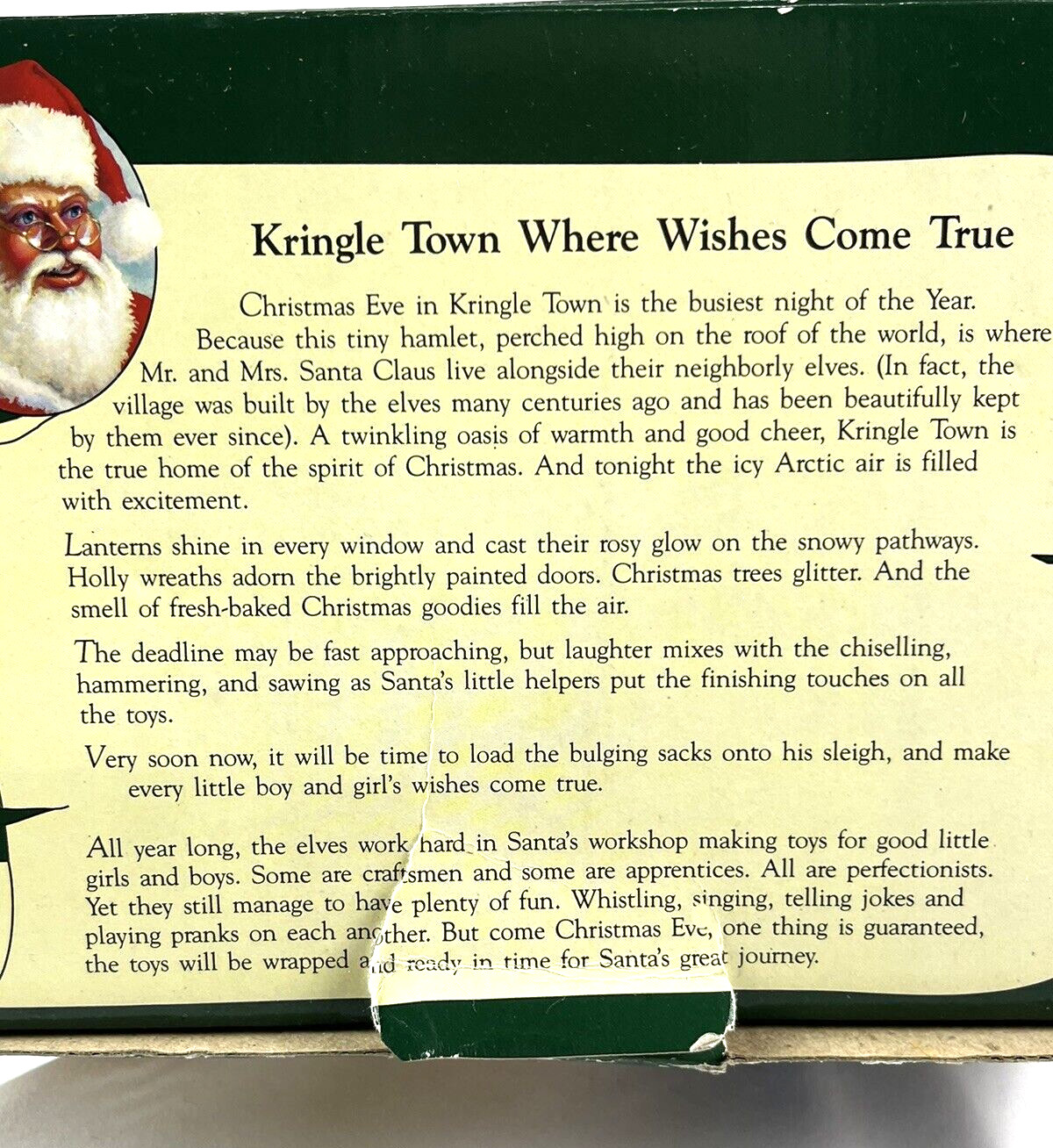 1992 Noma Kringle Town Santa’s Workshop Christmas Village Lighted Snowy Holiday