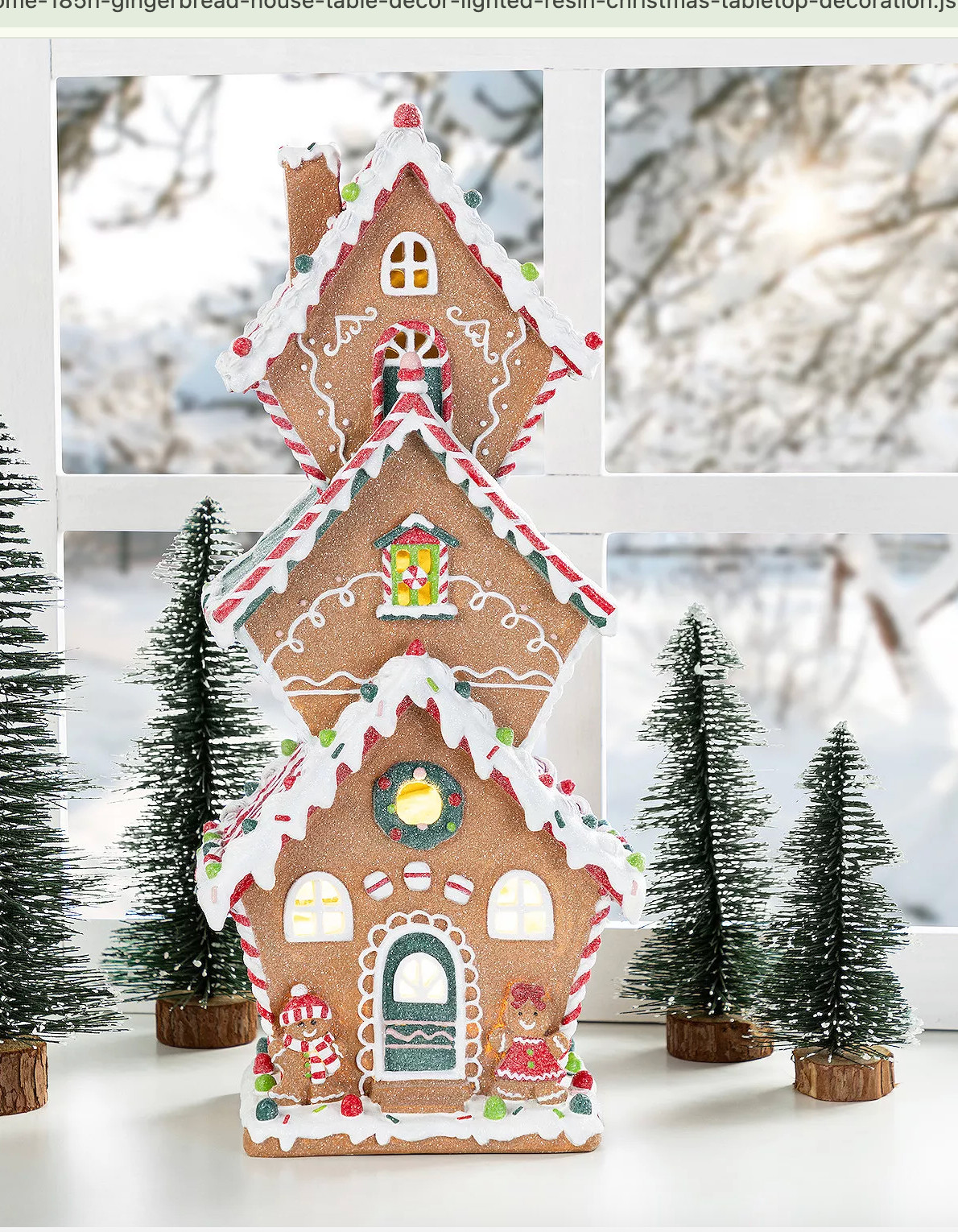 Glitzhome 18.5 Lighted Gingerbread House Christmas Table Decor Plug-In
