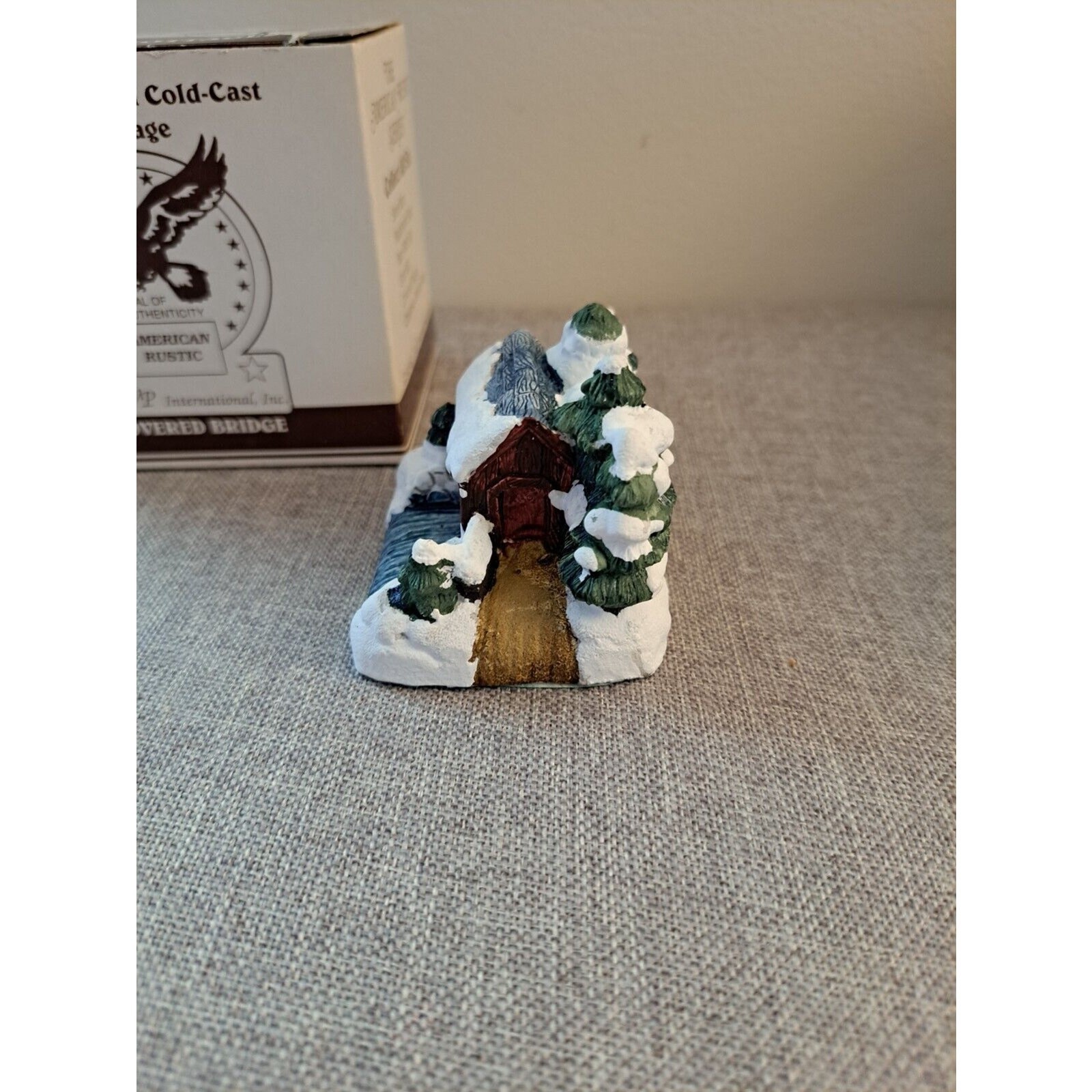 1989 American Rustic Hand-Painted Cold-Cast Christmas Village Complete Set