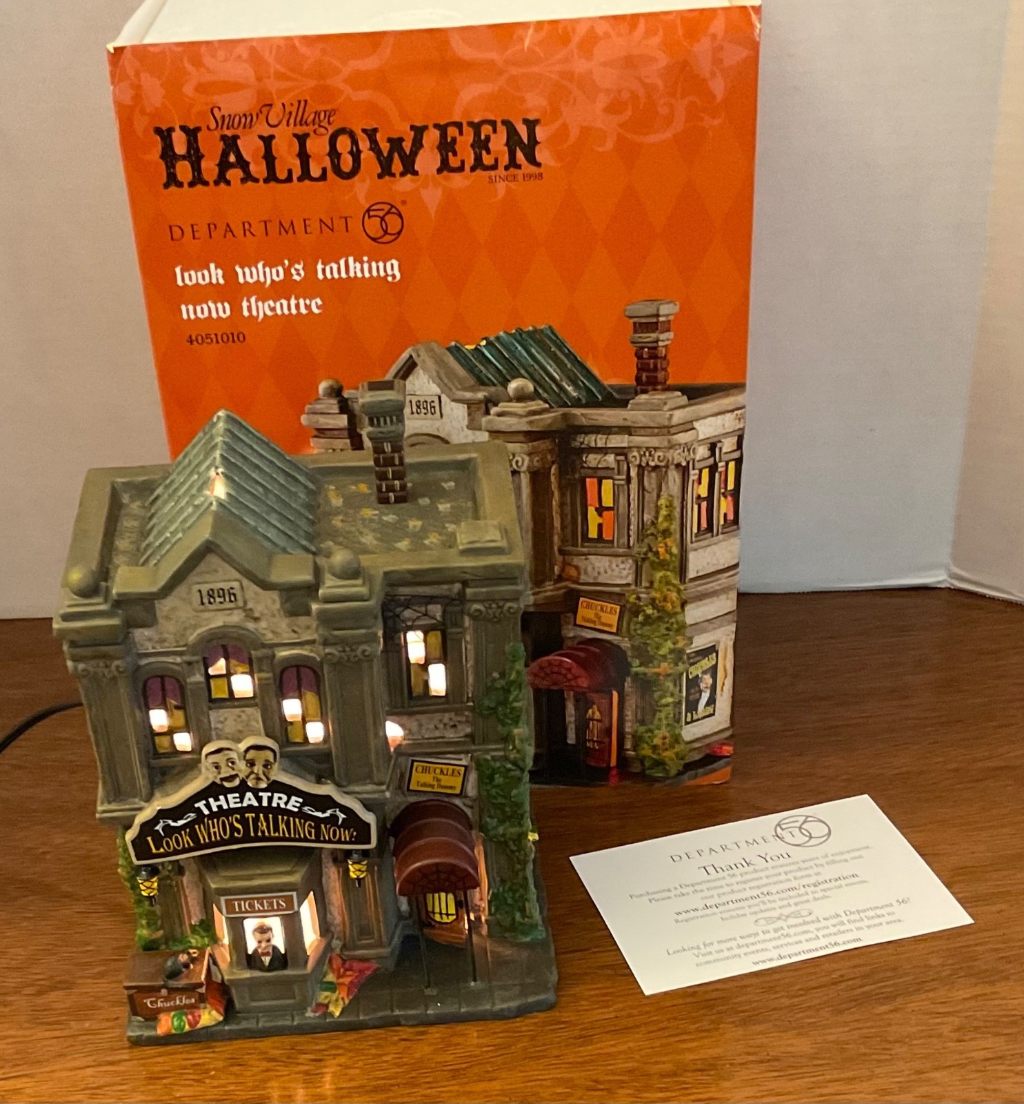 Department 56 Halloween Village Look Who’s Talking Now Theatre gently displayed
