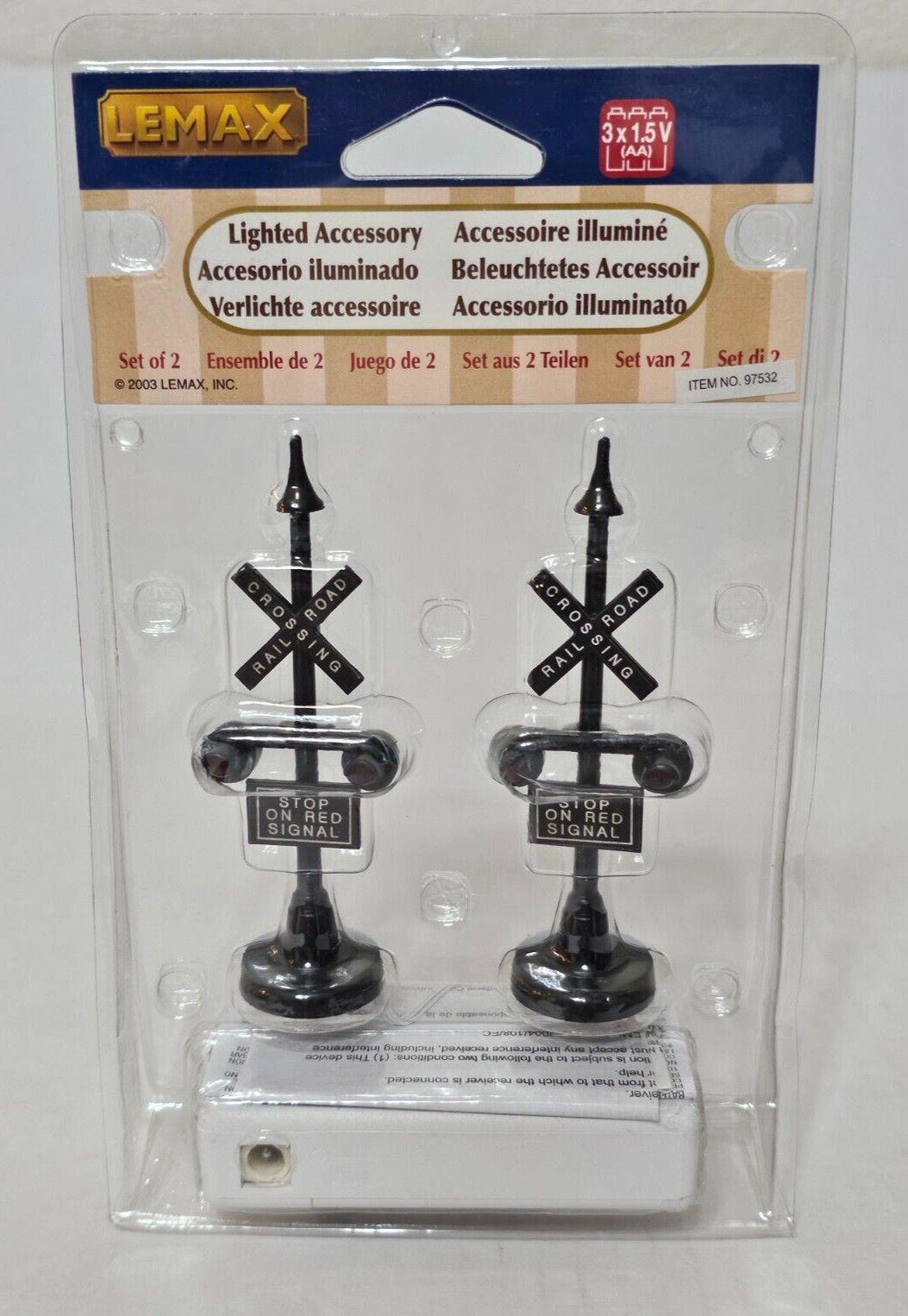 Lemax Railroad Crossings Lighted Accessory Black & White 2003 Set of 2