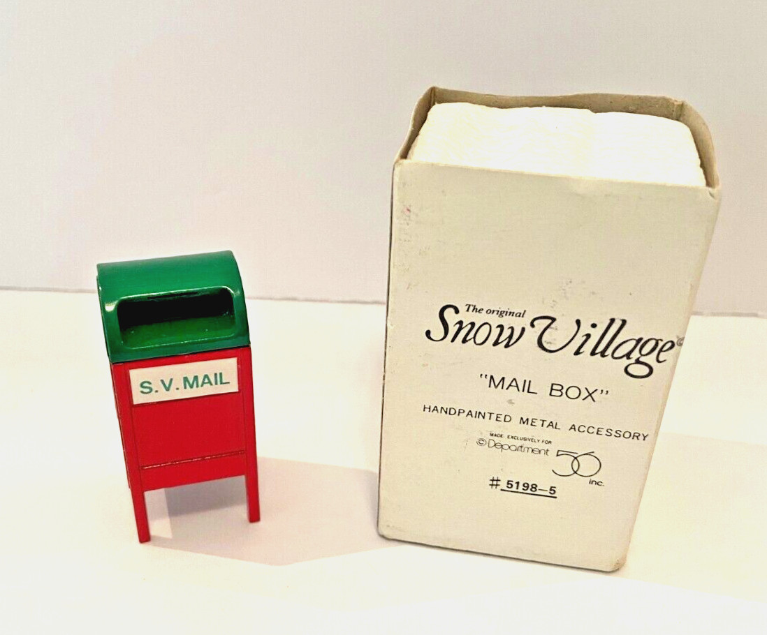 DEPARTMENT 56 SNOW Village RED and GREEN MAIL BOX accessory #5198-5