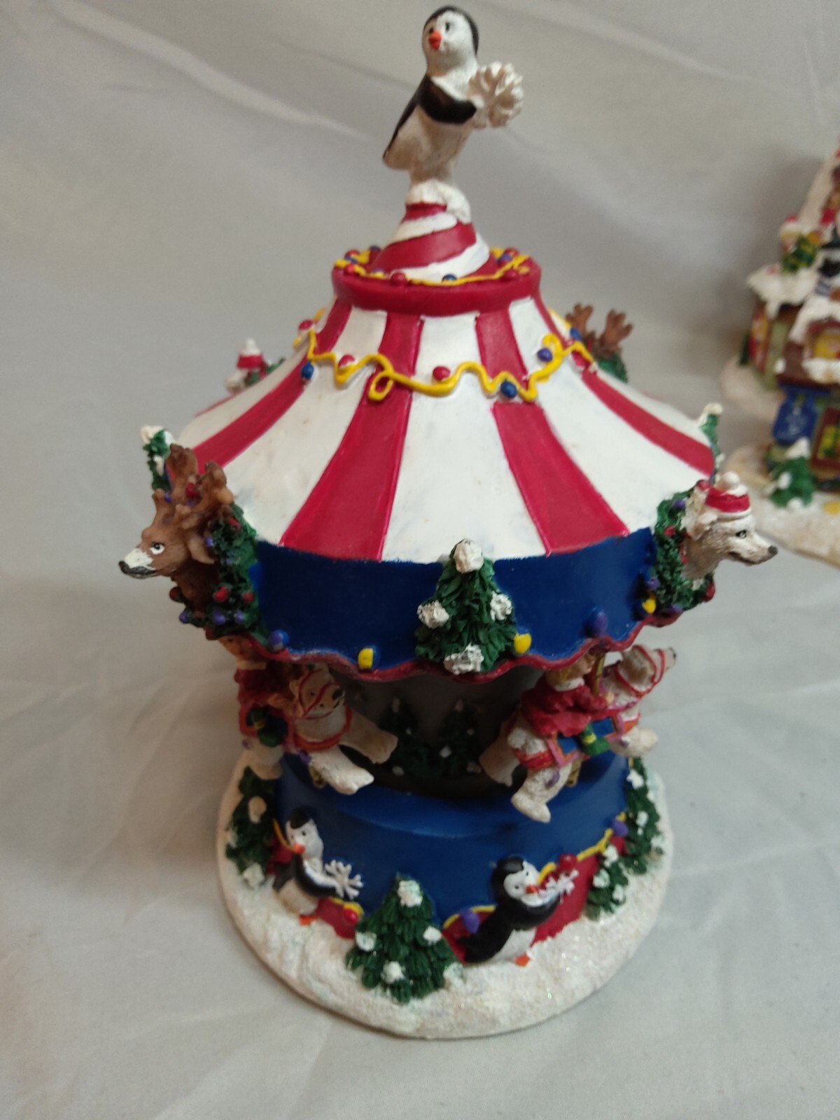 Arctic Circle Lighted Christmas Village With Carousel Tested And Working Nice