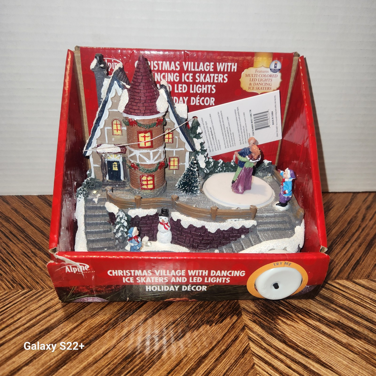 Alpine Indoor Christmas Village with Dancing Ice Skaters and LED Lights