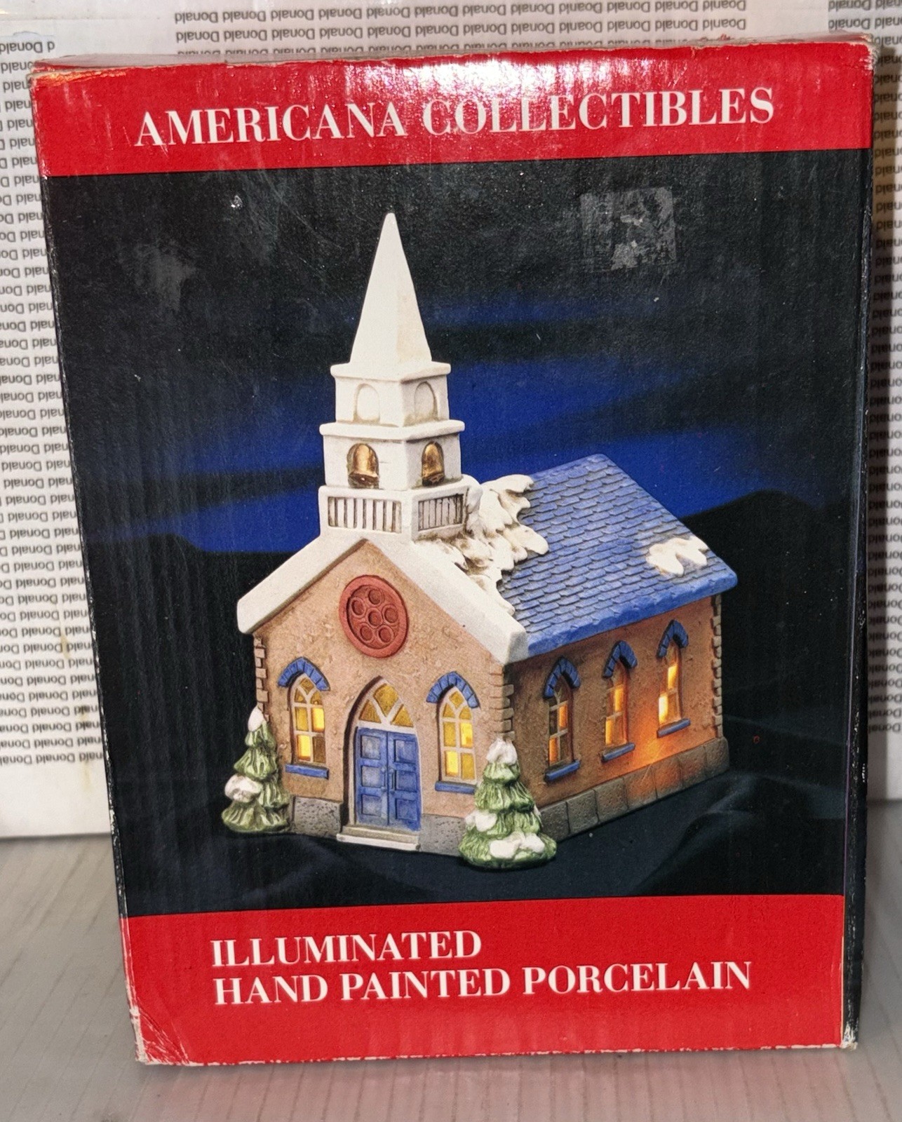 Vintage Christmas Village- Church- Americana Collectibles- Lighted- Porcelain