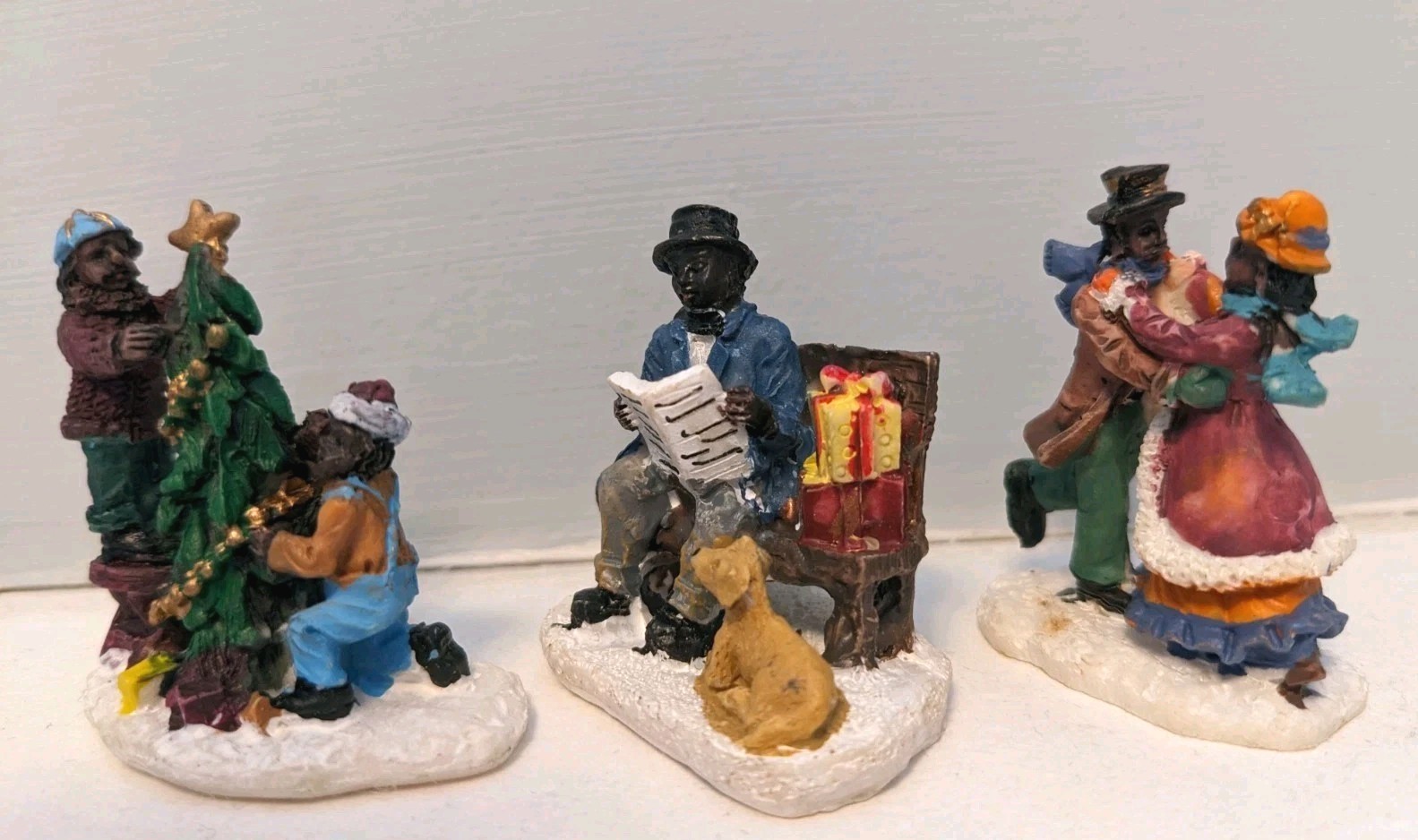 Vtg Cobblestone Corners African American Collectibles Christmas Figures Display