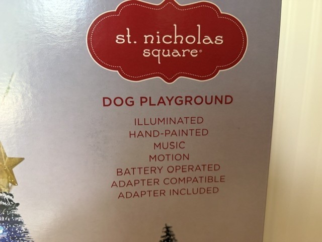 St. Nicholas Square Animated Dog Playground Holiday Decor Lights/Motion/Music