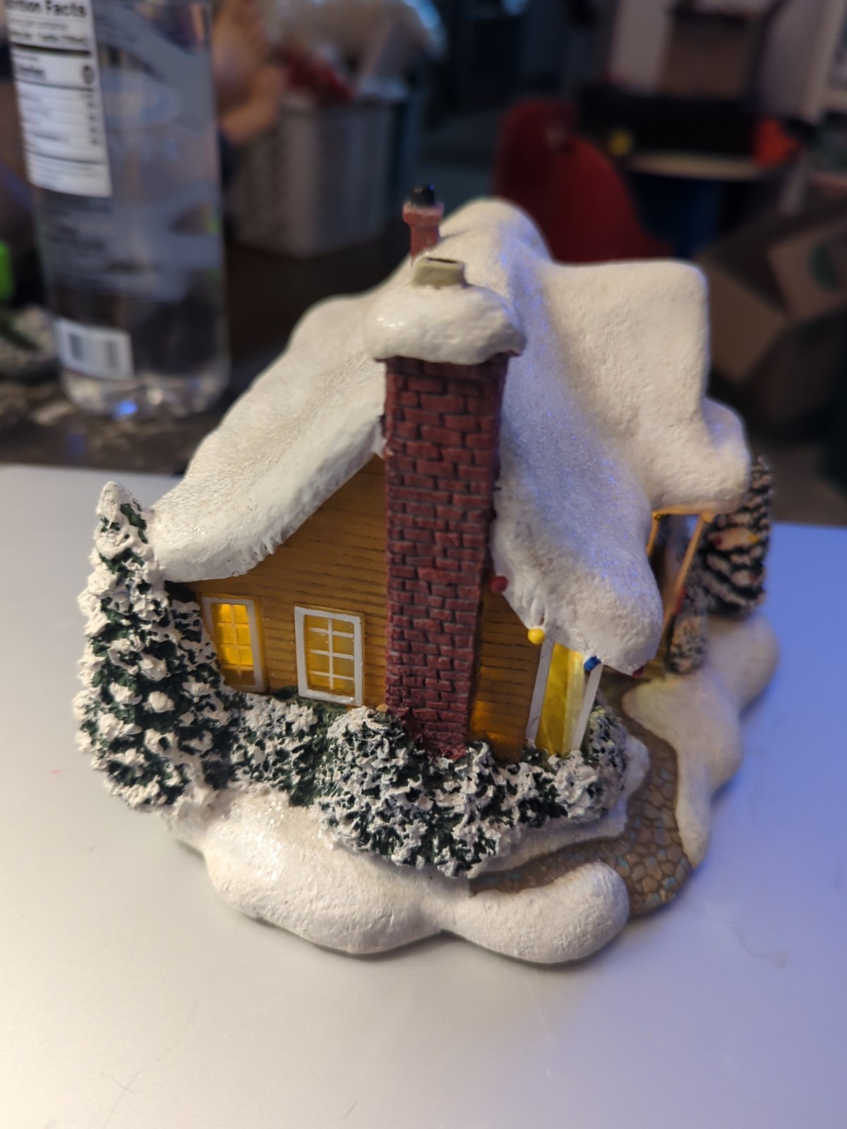 Teleflora Thomas Kinkade Childhood Home Light-Up Christmas House Flickering