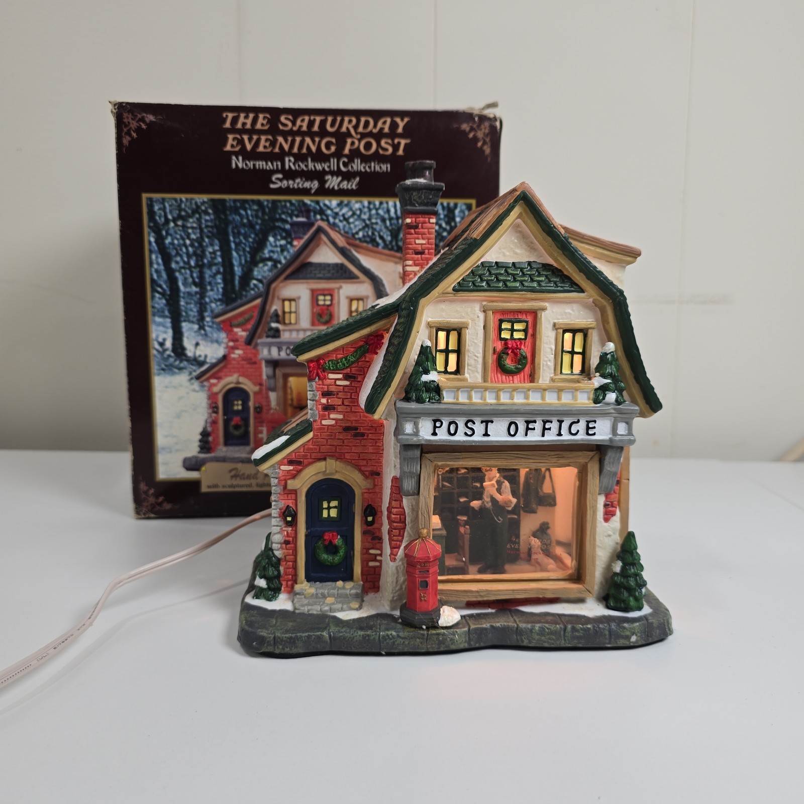 The Saturday Evening Post Norman Rockwell Collection SORTING MAIL Porcelain Hous
