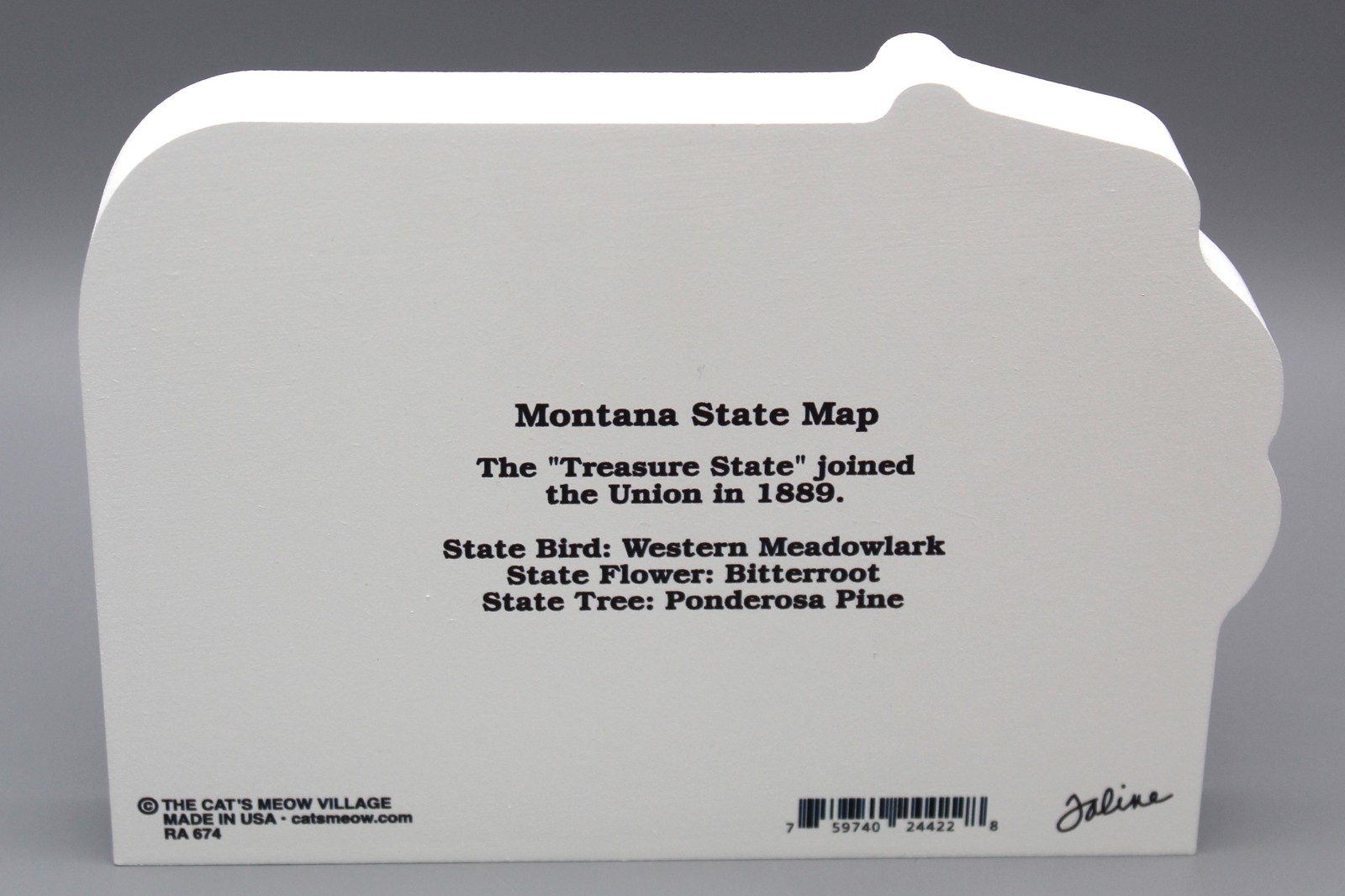 Cat’s Meow Village Montana State Map RA674 The Treasure State Wood Shelf Sitter