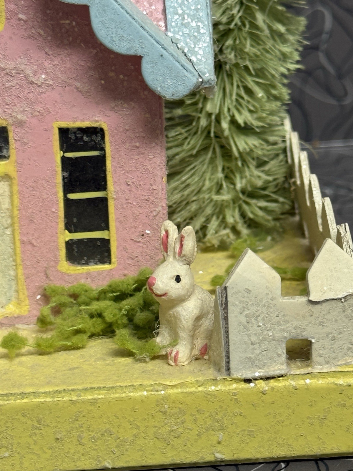 Vintage Pastel Putz House Spring Easter with Bunny Cody Foster Style