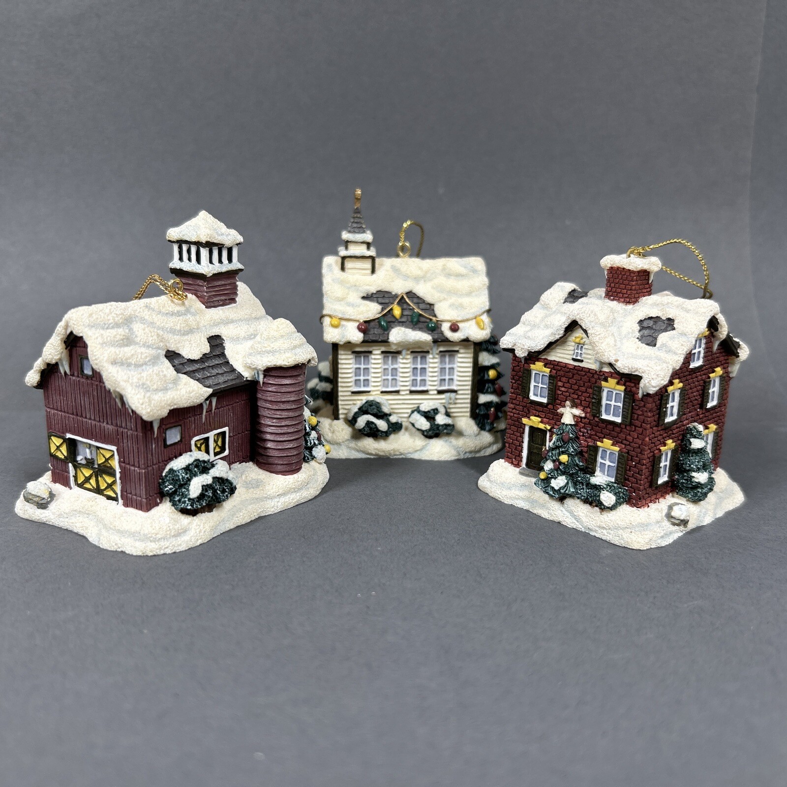Christmas Village House Ornaments (3 PACK) (NEW OPEN BOX) Friendly Village
