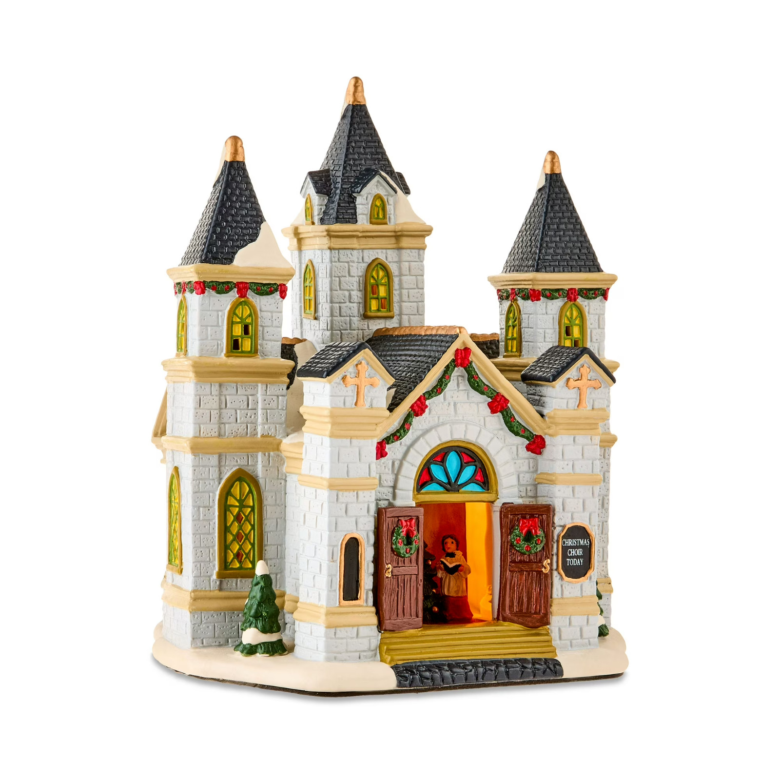 Holiday Time 2025 Victorian Christmas Village Church Light Up Porcelain Building
