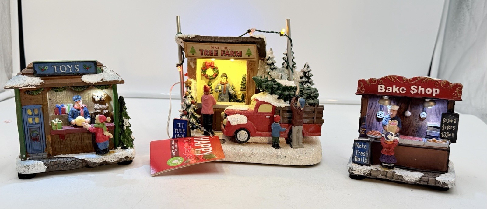 Holiday Collection Village Scenes Pine Hill Tree Farm, Toy Shop & Bake Shop