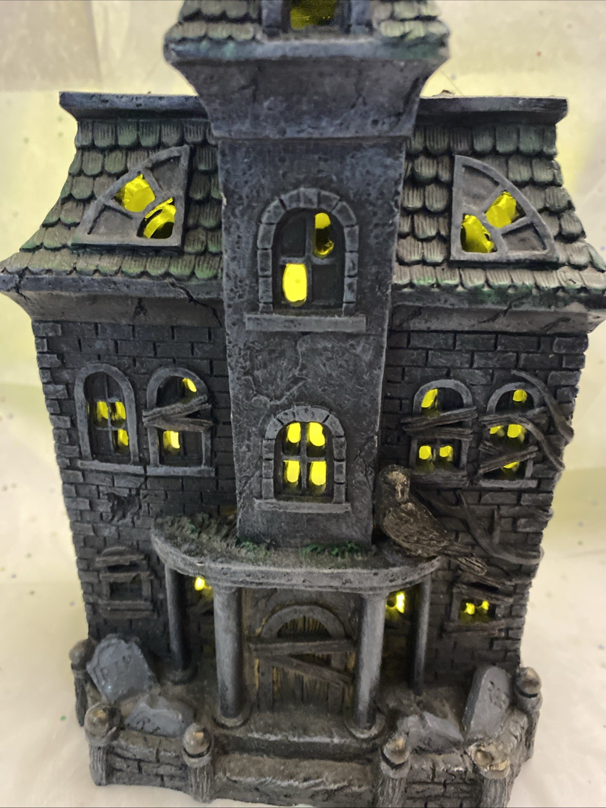 Psycho House Resin Light Up Halloween Haunted House 9.5”