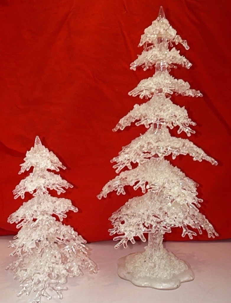 Department 56 Icy Trees Medium Set of 2 Village Accessories 10” & 6” Christmas