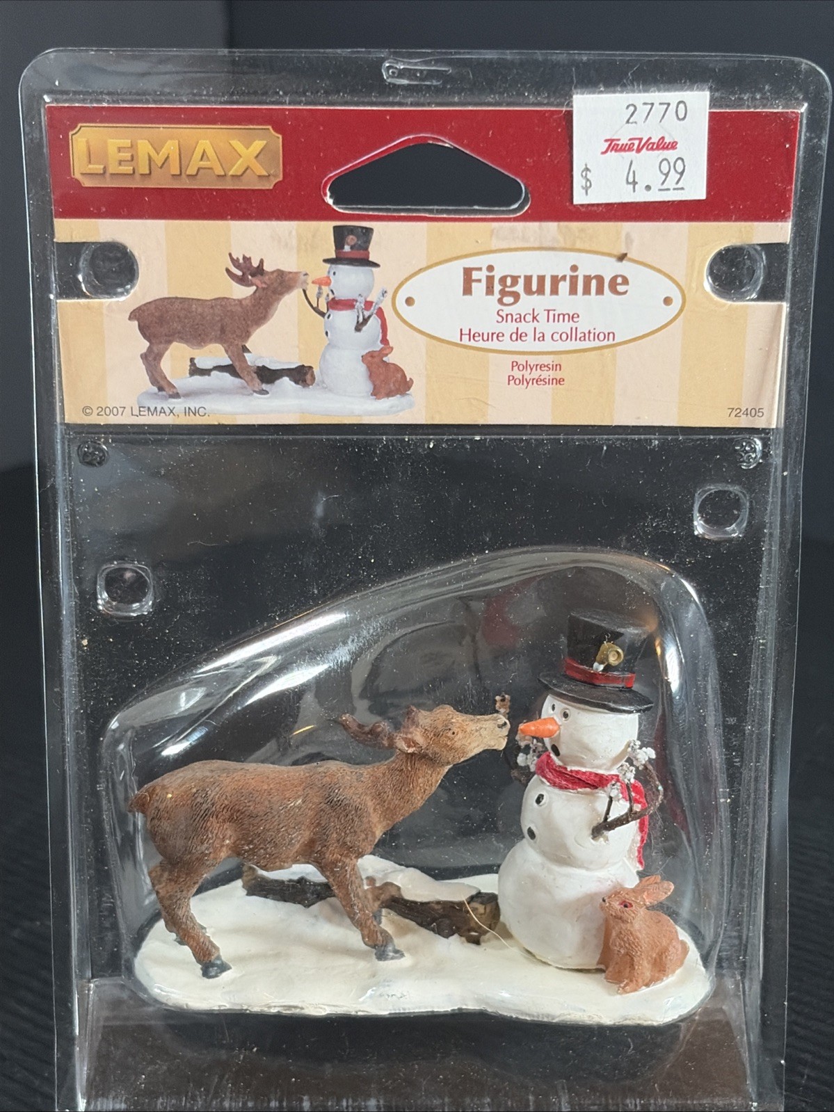 Lemax Christmas Village Snack Time 72405 Deer Eating Snowman Carrot NEW
