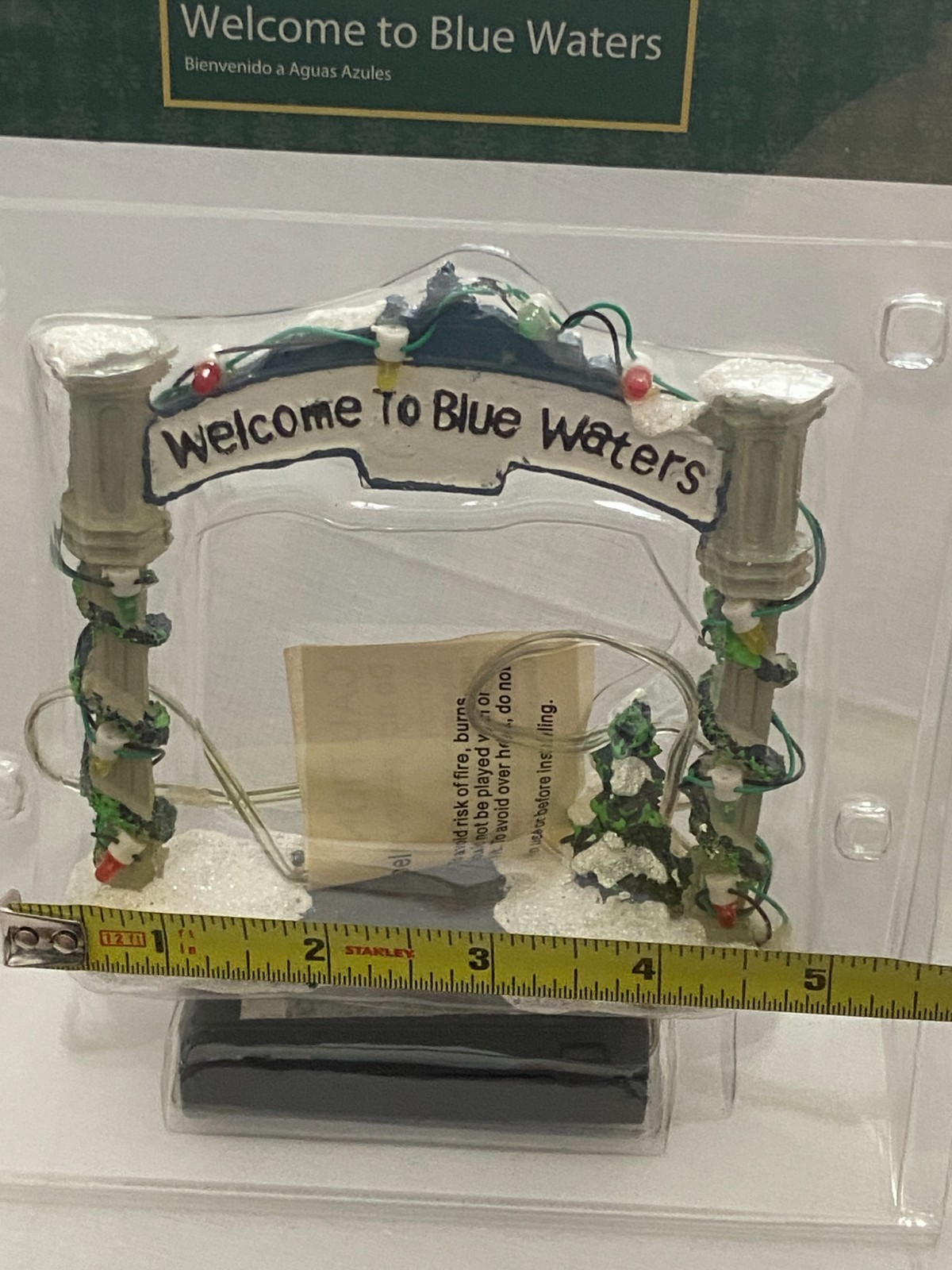 Vtg 2006 Holiday Time WELCOME TO BLUE WATERS Lighted SIGN Christmas Village NEW