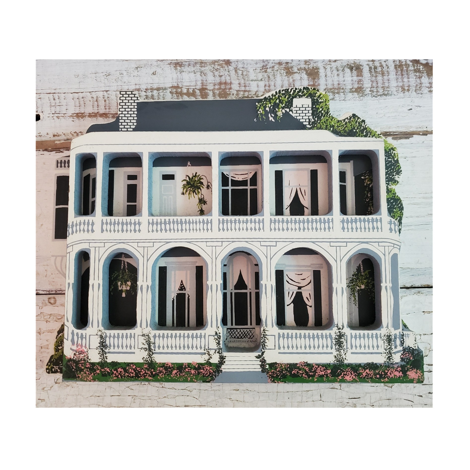 Shelia’s 2 Meeting St Charleston SC Painted Wood House Wall Hanging 1992