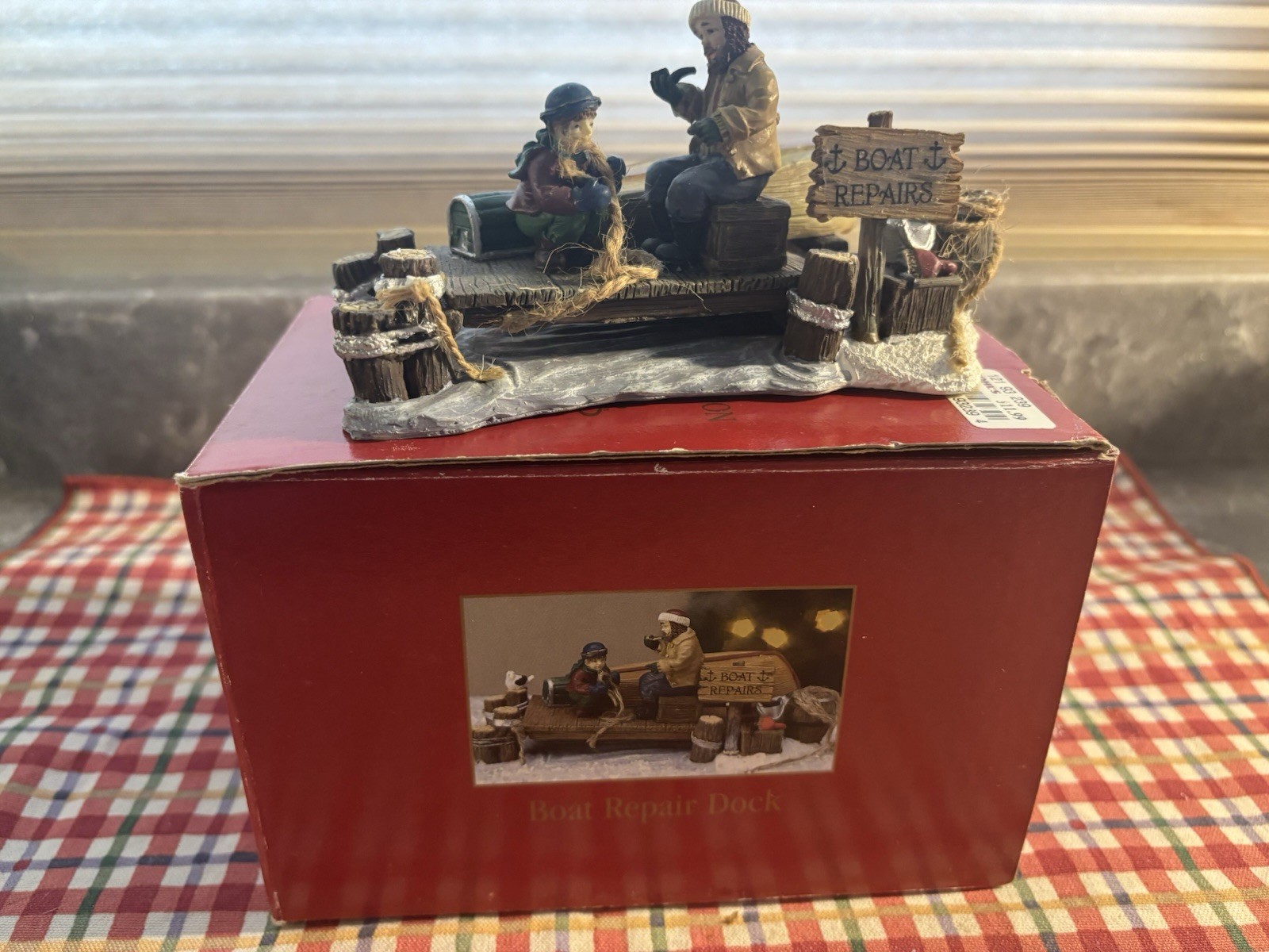 St Nicholas Square Village Collection “Boat Repair Dock” Collectible EUC