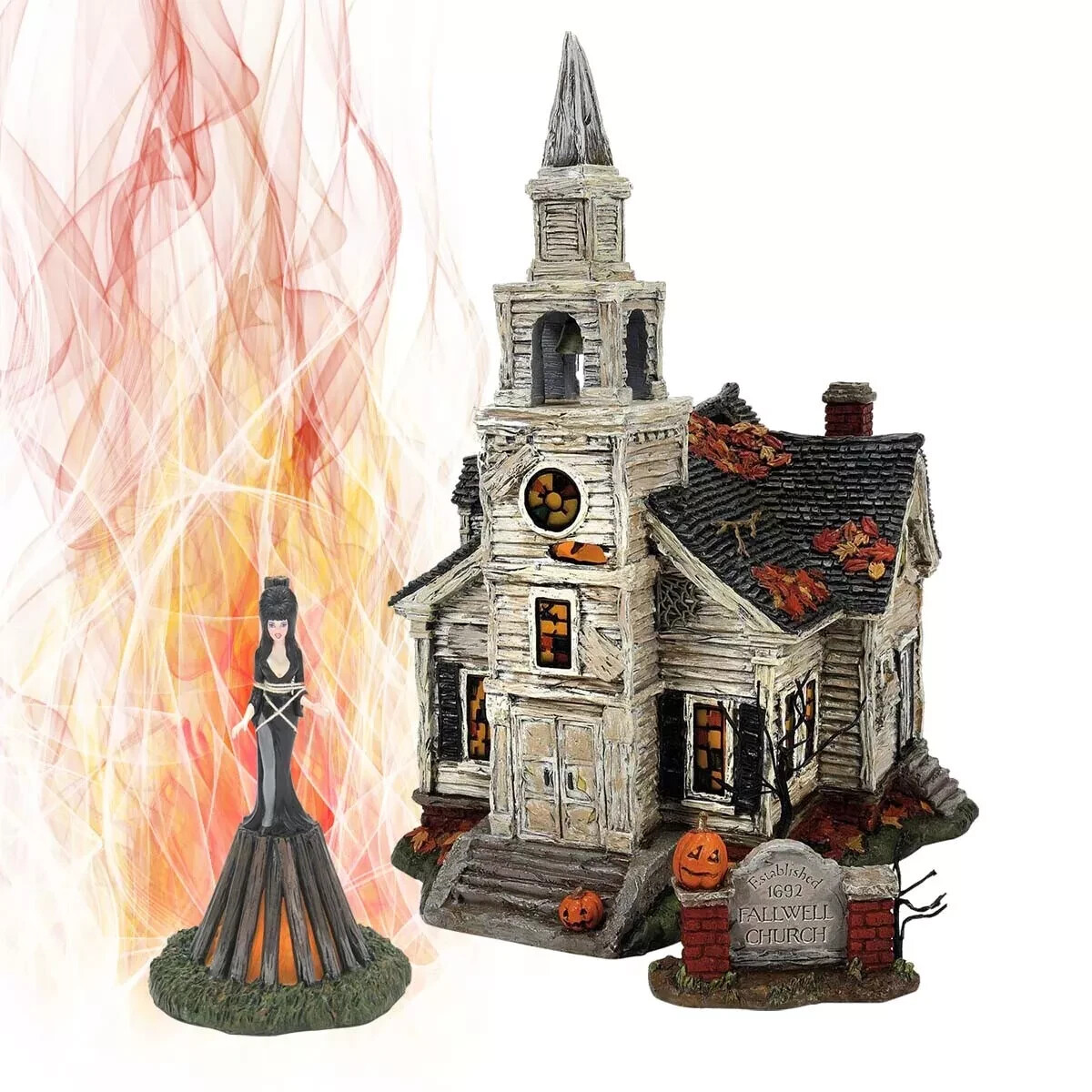 Dept 56 THE FALLEN CHURCH OF FALLWELL + ELVIRA AT THE STAKE SET 6013669SET 2024