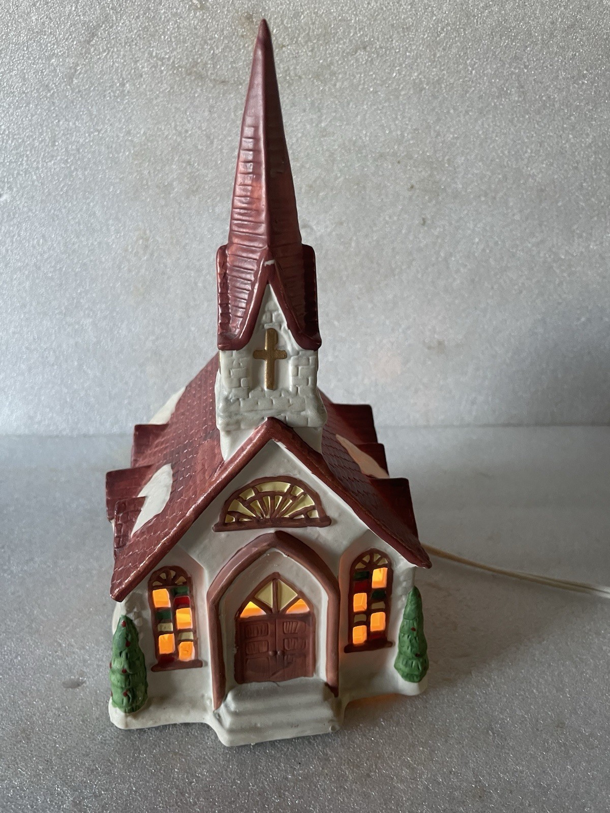 Vintage 92’ Dickens Collectables Christmas Village Church Decor Cord/Light Gift