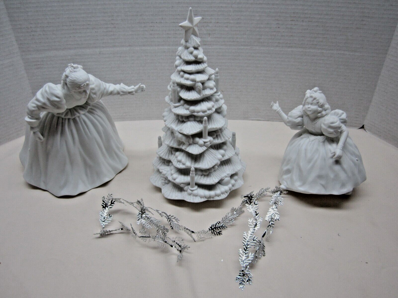 Vintage Department 56 Winter Silhouette Putting up the Tree Christmas Decor