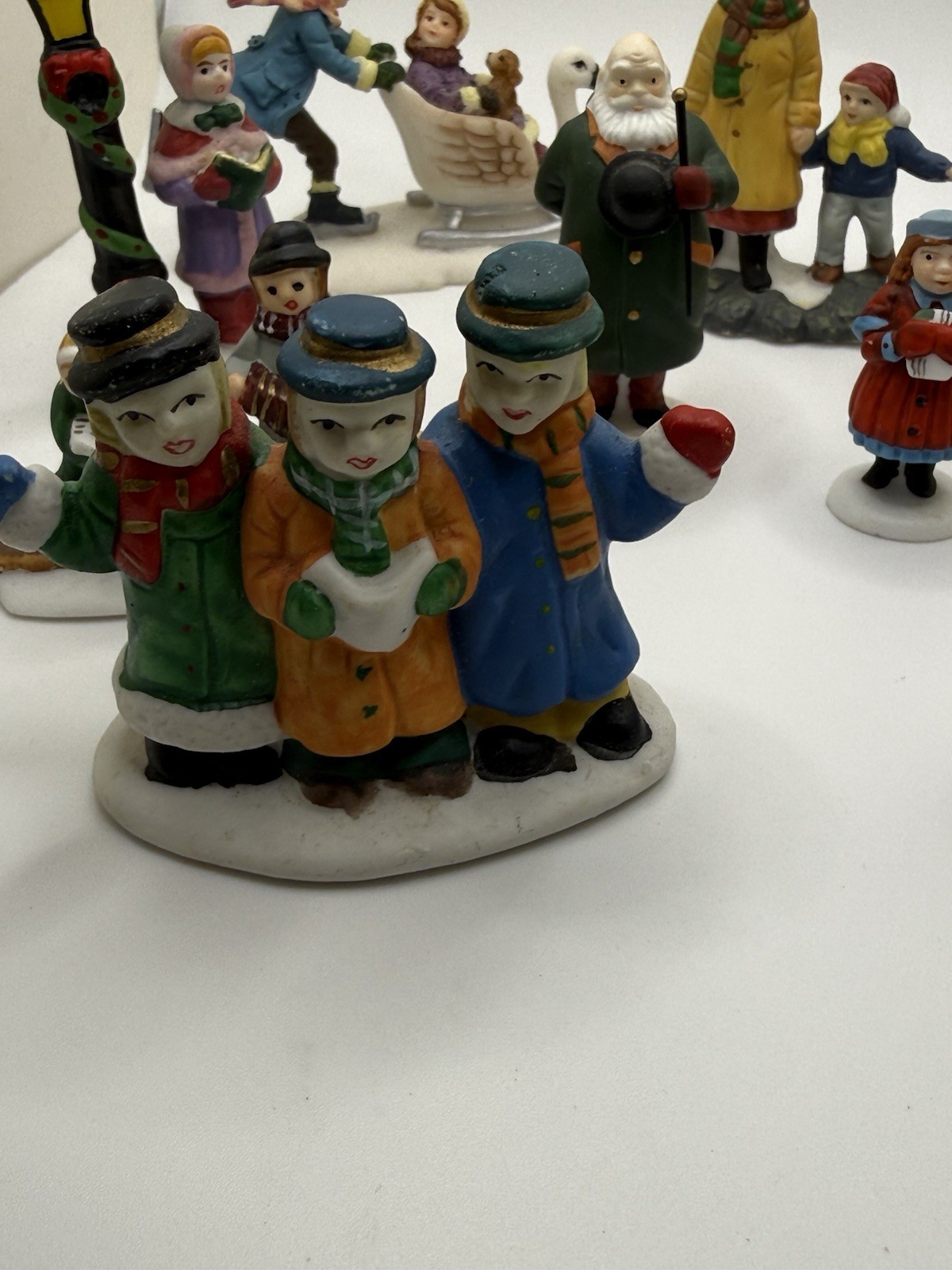 Vintage Christmas Village Figurines Lot 12 Carolers Santa Lemax Taiwan