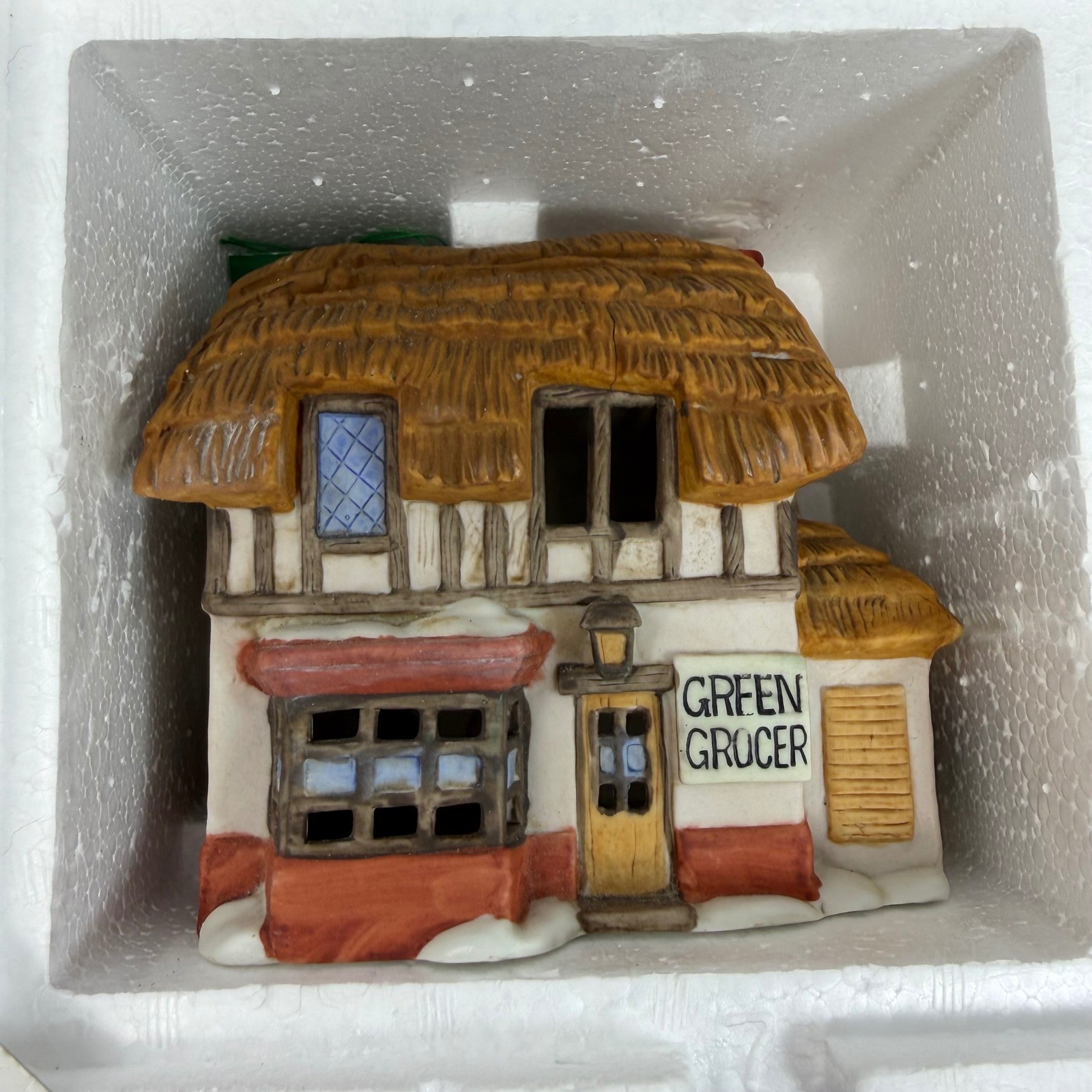 Shops of Dickens Village Green Grocer Candles Handpainted Display Houses Set