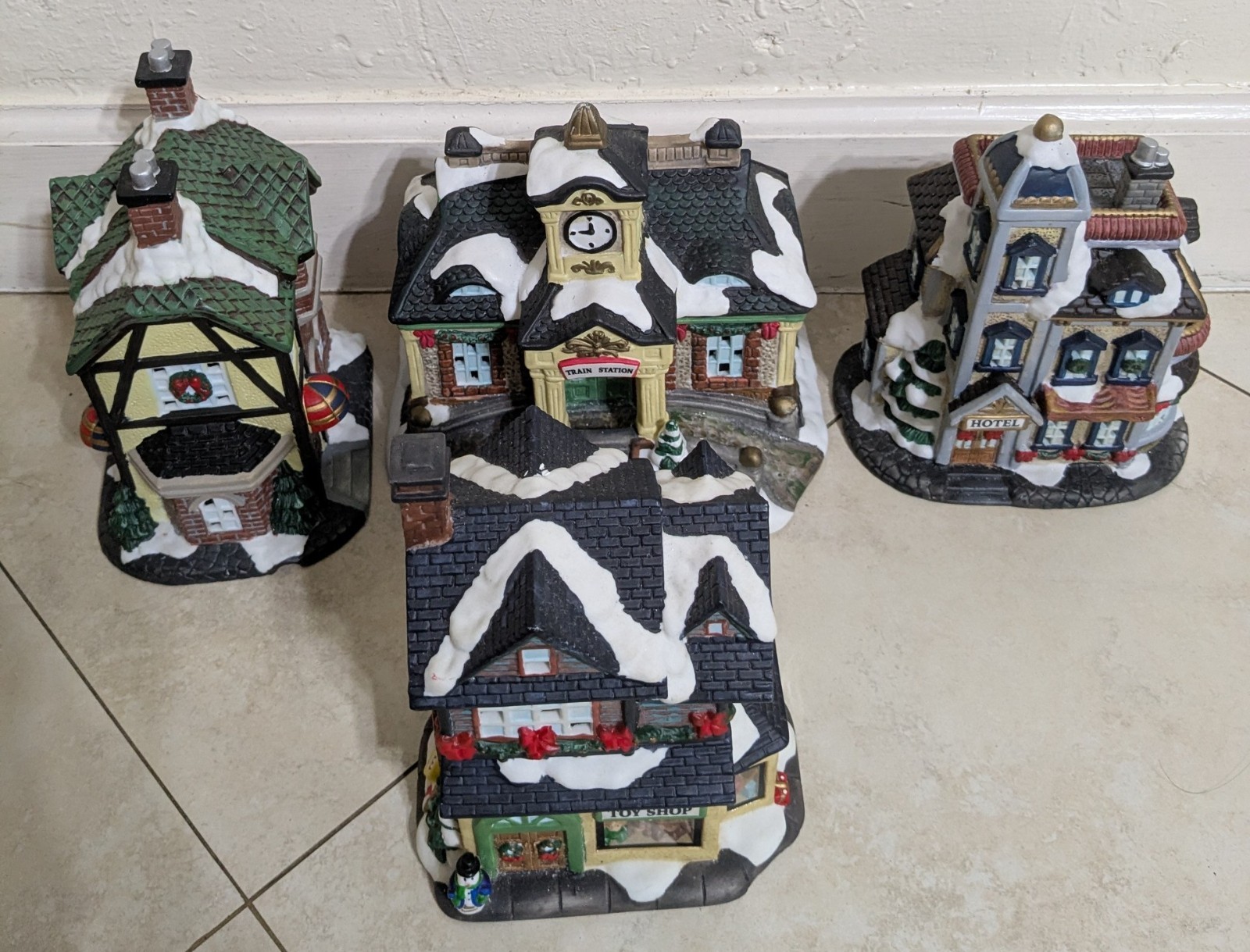 Galleria Hand Painted Fine Porcelain 4 Houses Only Christmas Village