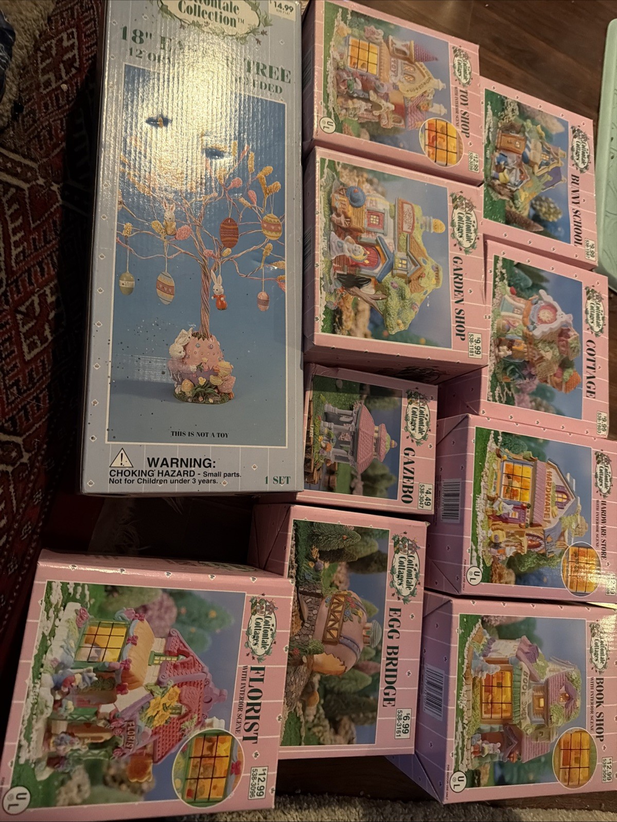 Lot Of 10 Cottontale Cottages Porcelain retired Toy Book Garden Tree New 2001👍