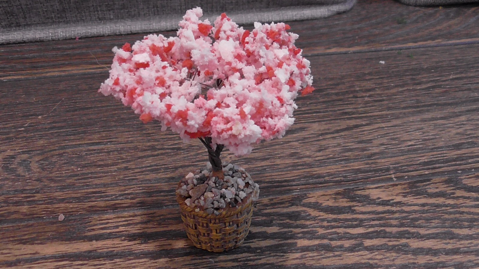 Mini Potted Cherry Blossom Tree for Dollhouse Fairy Gardens & Villages #107
