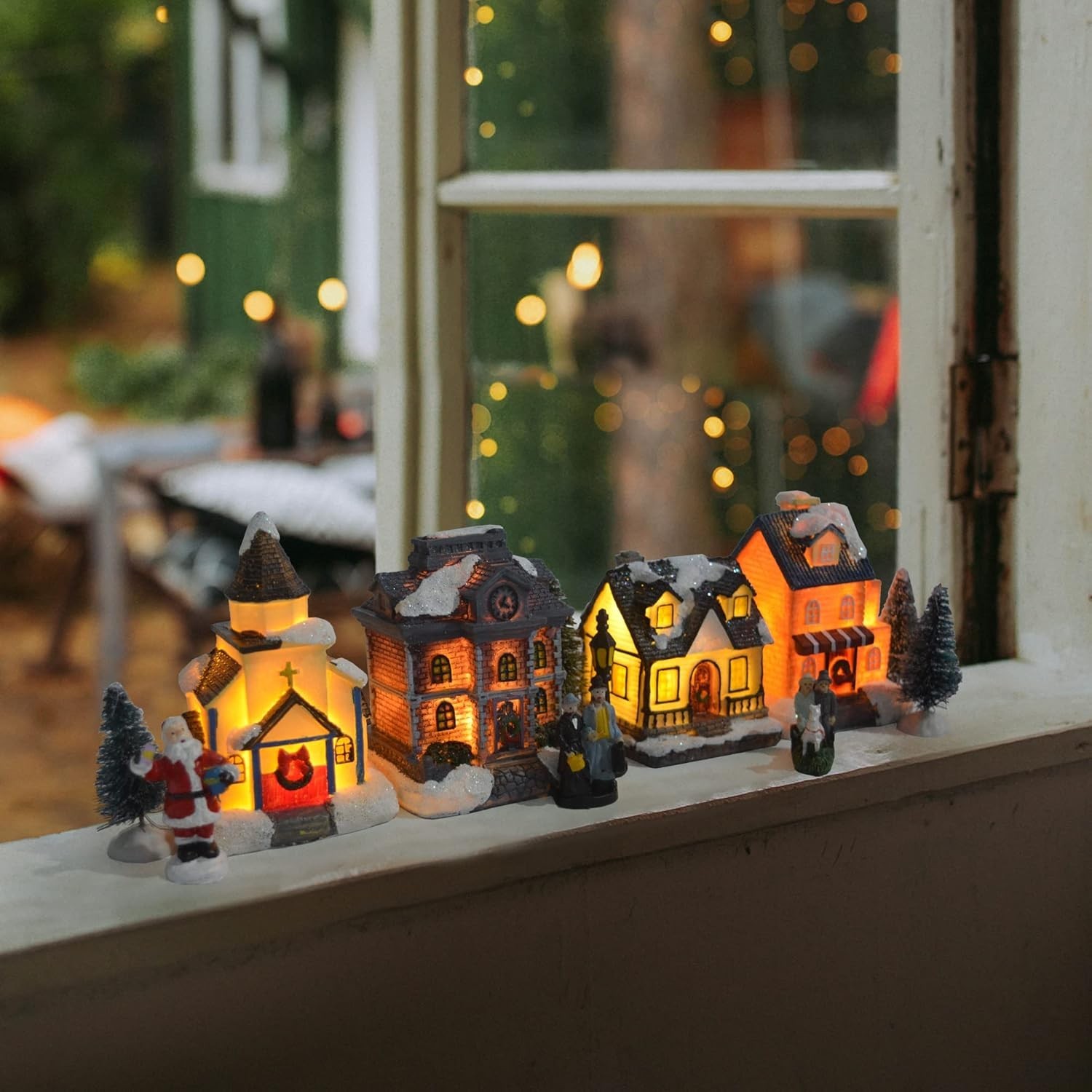 Christmas Village Sets-Christmas Decorations,LED Lighted Christmas Village Ho…