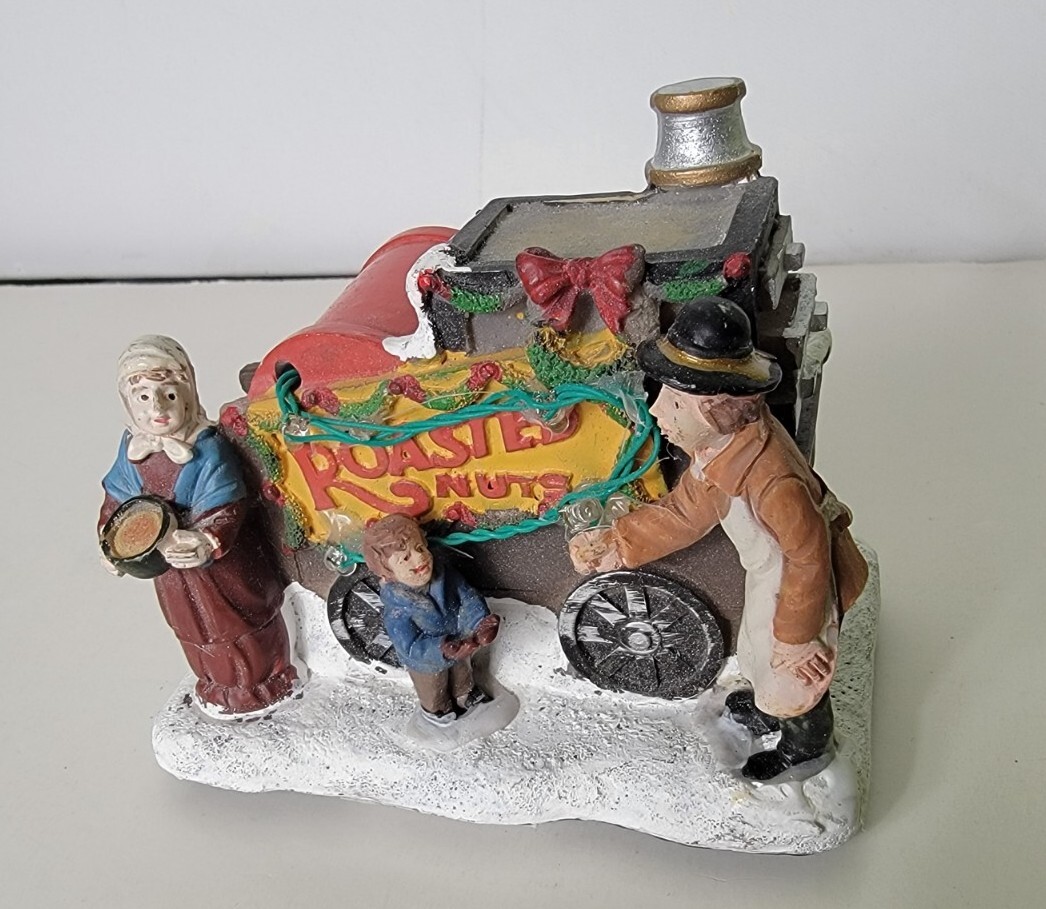 Christmas Village Accessory ROASTED NUTS Cart Holiday Decor Decoration Vintage