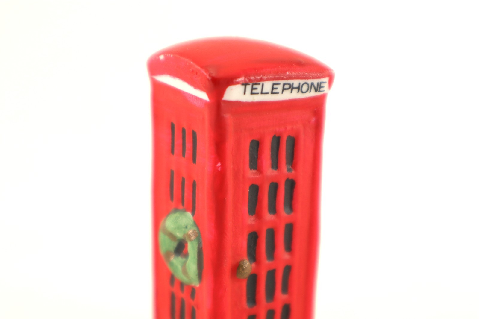 Red TELEPHONE BOOTH Accessory for your Christmas Village 2.5″ Porcelain Mini