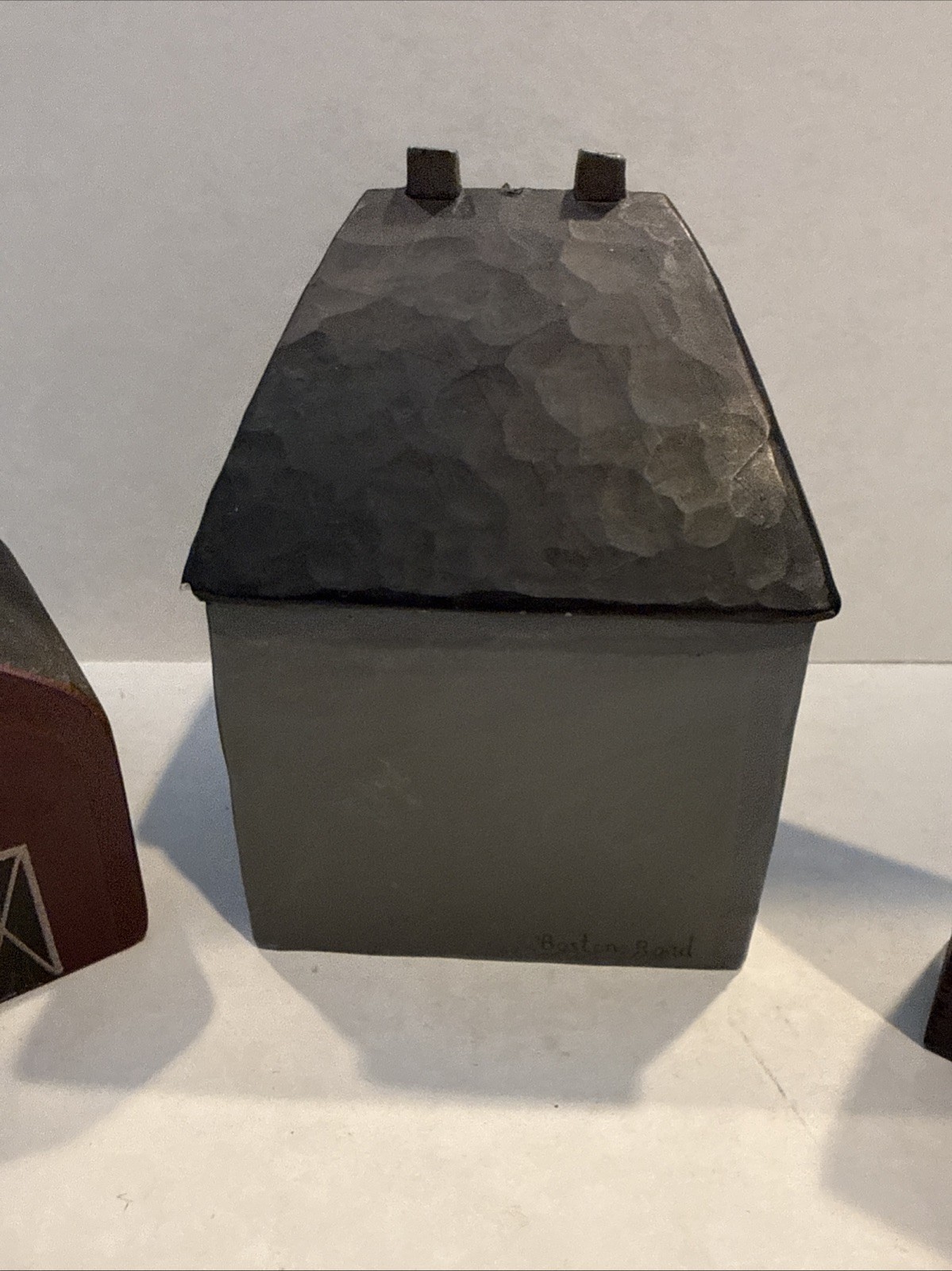 Primitive Folk Art Wood Block Village Houses Barn Set Of 3 Handmade